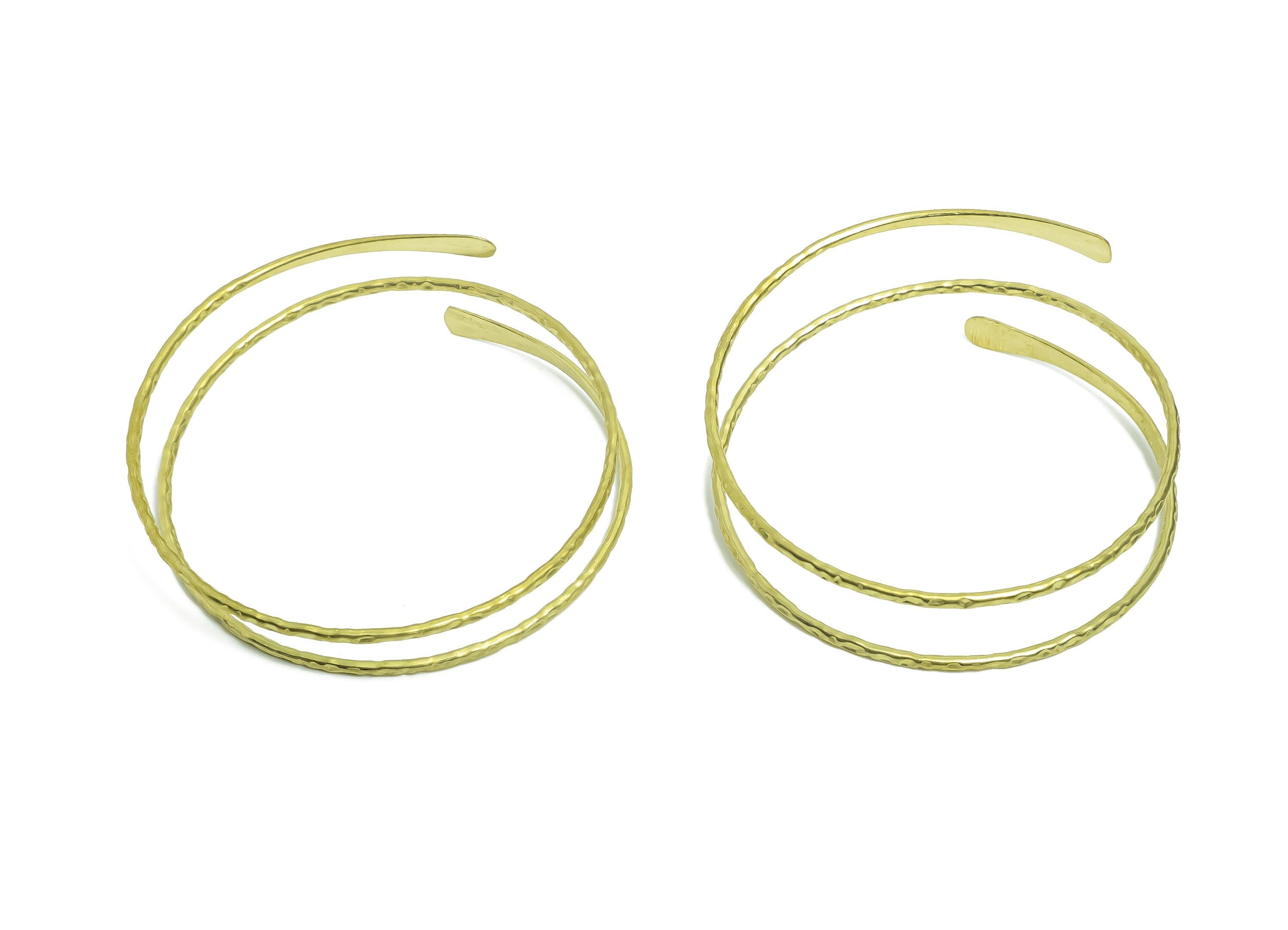 2mm Brass Hammered Bracelet - Raw Brass Adjustable Wrap Bracelet - Textured Open Wire Spiral Bangle - Handmade Jewelry - 65x69x2mm - PP11132 - DOMEDBAZAAR