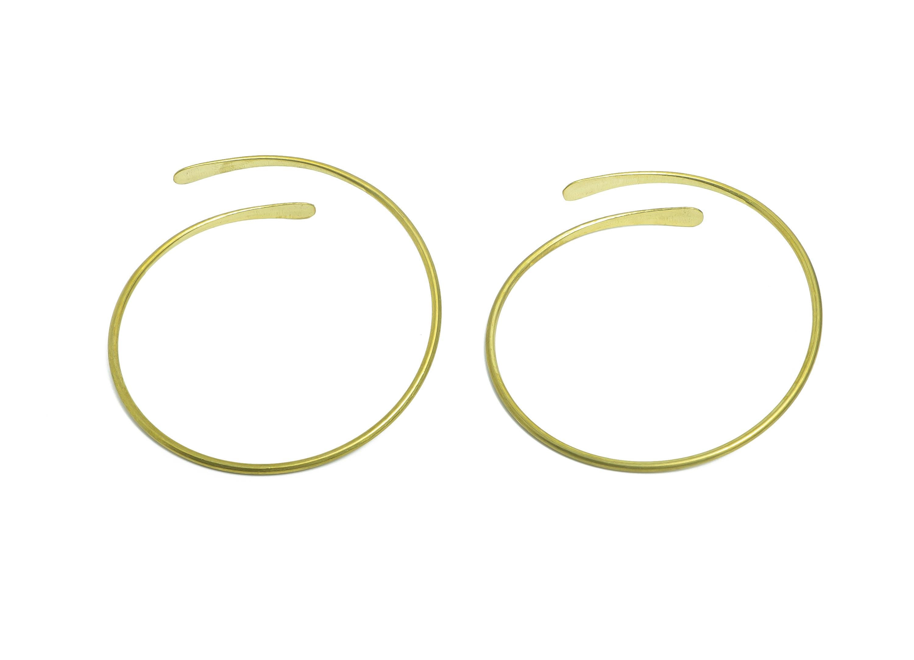 2mm Brass Hammered Bracelet - Raw Brass Adjustable Chic Bracelet - Stylish Open Wire Bangle - Handmade Jewelry - 68.43x68.41x2mm - PP11130 - DOMEDBAZAAR