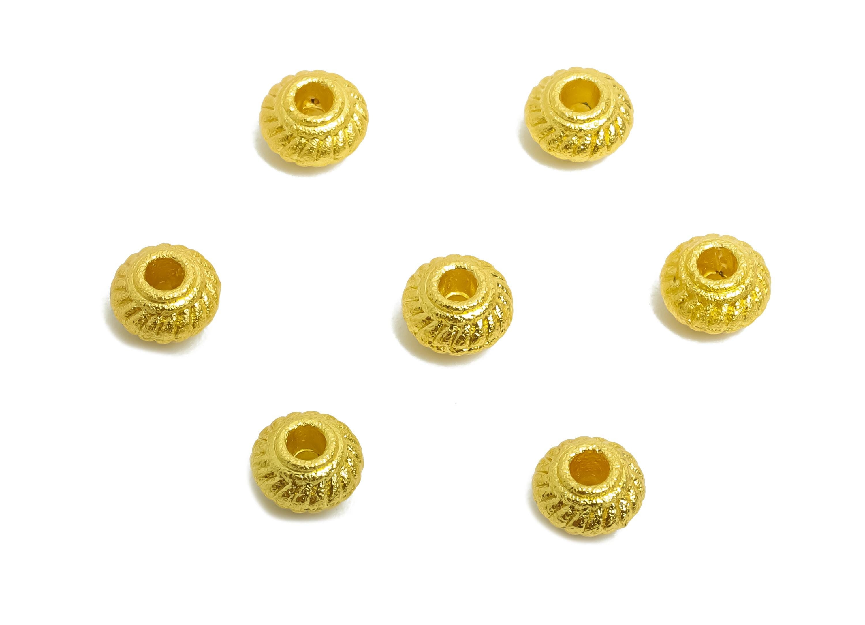 Alloy Tiny Space Bead - Gold Textured Tiny Beads for Bracelets - Handmade Bead - DIY Handcrafted Bead  - 18K Matte Gold - 5x5x3.3mm - ZZ2155 - DOMEDBAZAAR