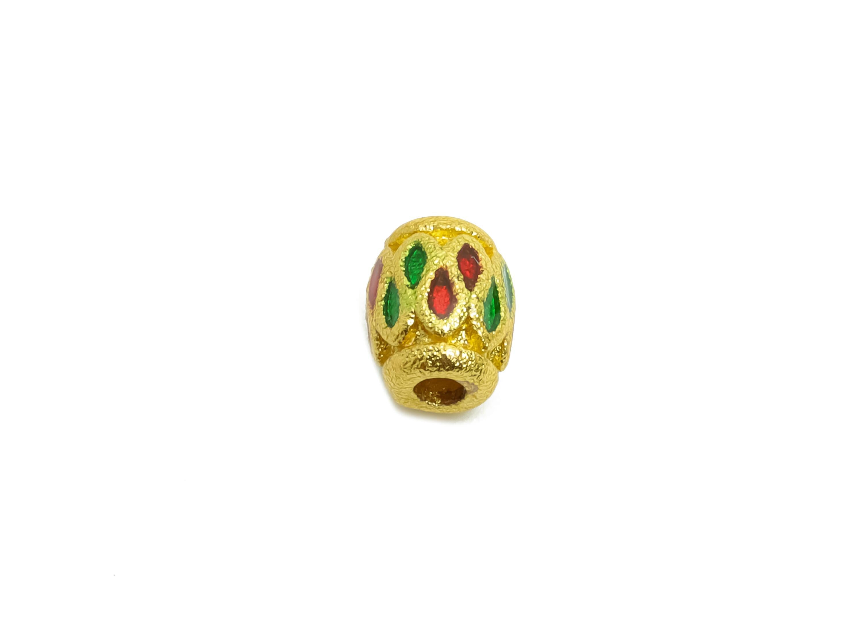 Alloy Enamel Space Bead - Gold Textured Tiny Beads for Bracelets - Handmade Bead - DIY Handcrafted Bead  - 18K Matte Gold - 6x5x4mm - ZZ2148 - DOMEDBAZAAR