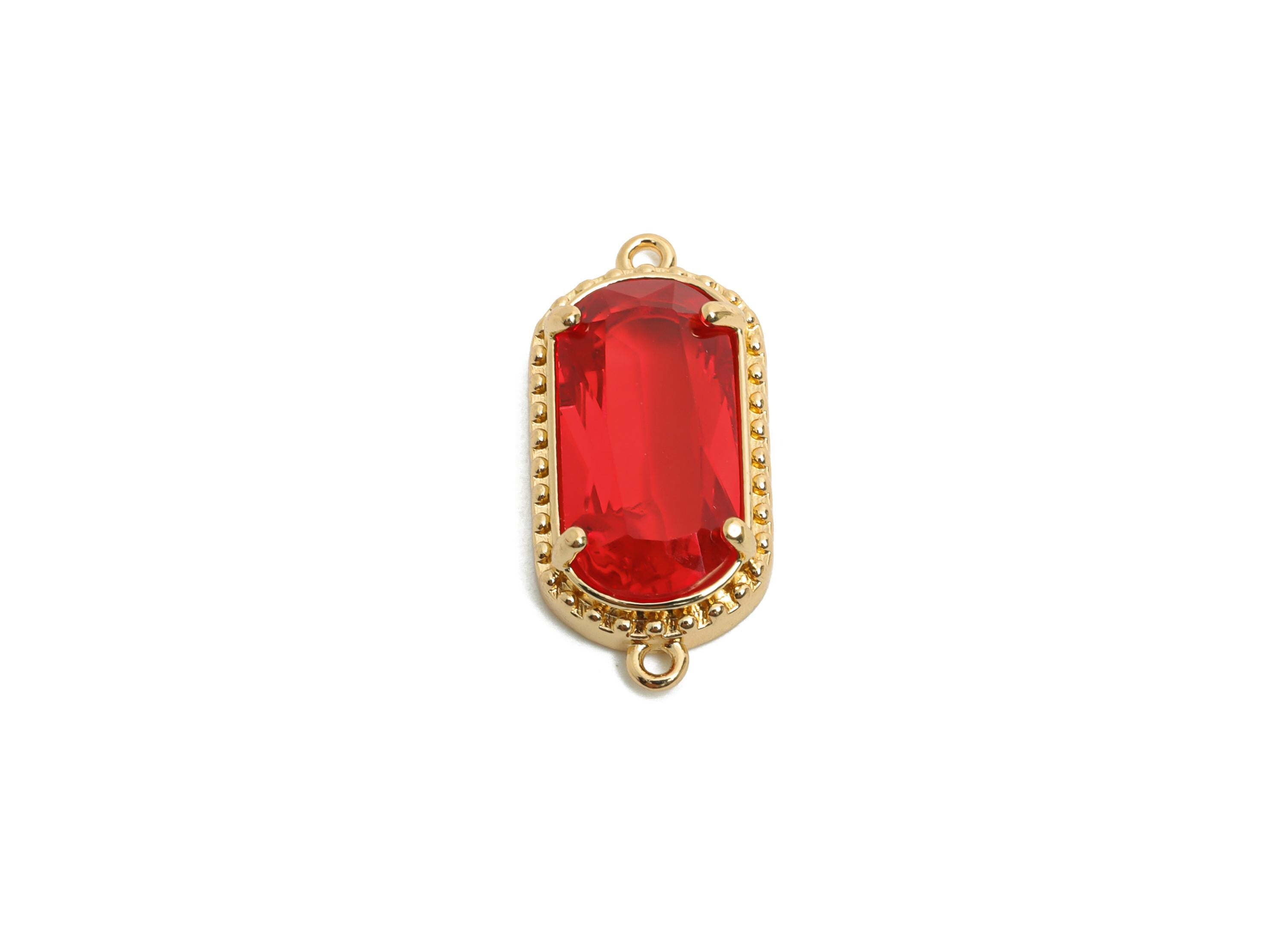 Brass Crystal Connector - Dainty Gold Frame Pendant - Modern Oval Rectangular Stone Bracelet - KC Gold Tone Plated - 20x9x4mm - GS1305 - DOMEDBAZAAR