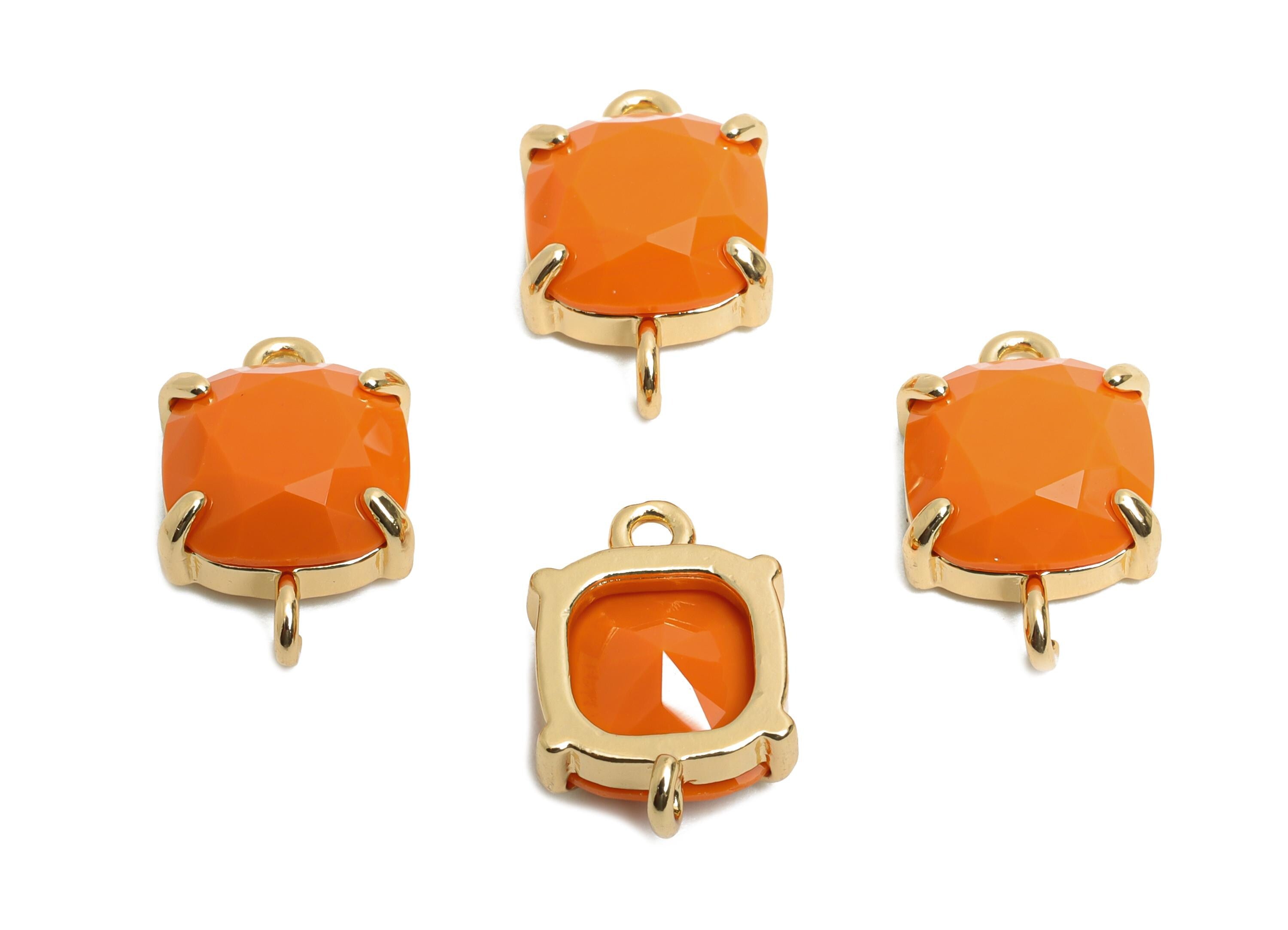 Square Crystal Bracelet Connector - Brass Faceted Glass Charms - Modern Square Connector - KC Gold Tone Plated - 16.4x10.4x5.57mm - GS1237 - DOMEDBAZAAR