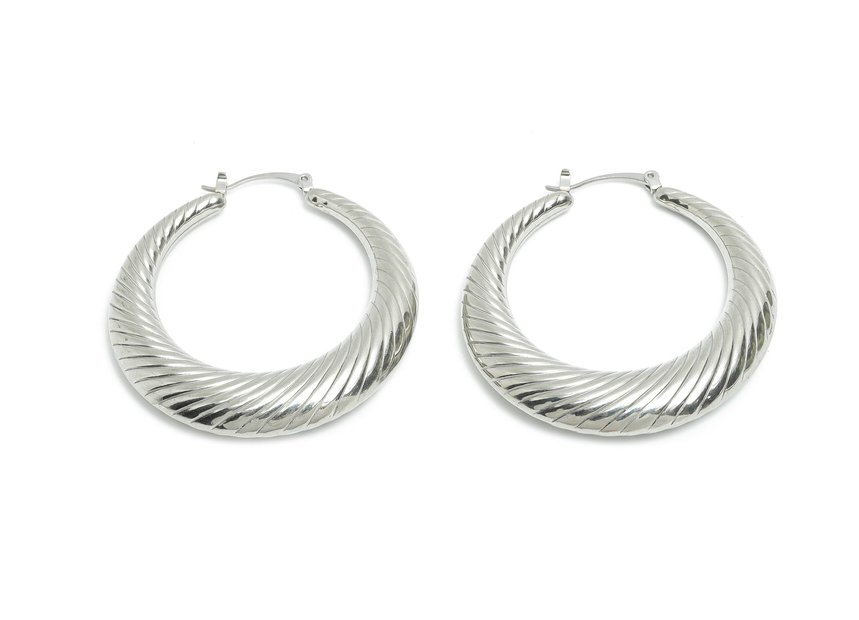 Huge Steel Hoop Earring - Twisted Vintage Crescent Hoop Earring - Hinged Back - Bold Steel Hoop Jewelry - Steel Finding - 50x50x8mm - SS1693 - DOMEDBAZAAR