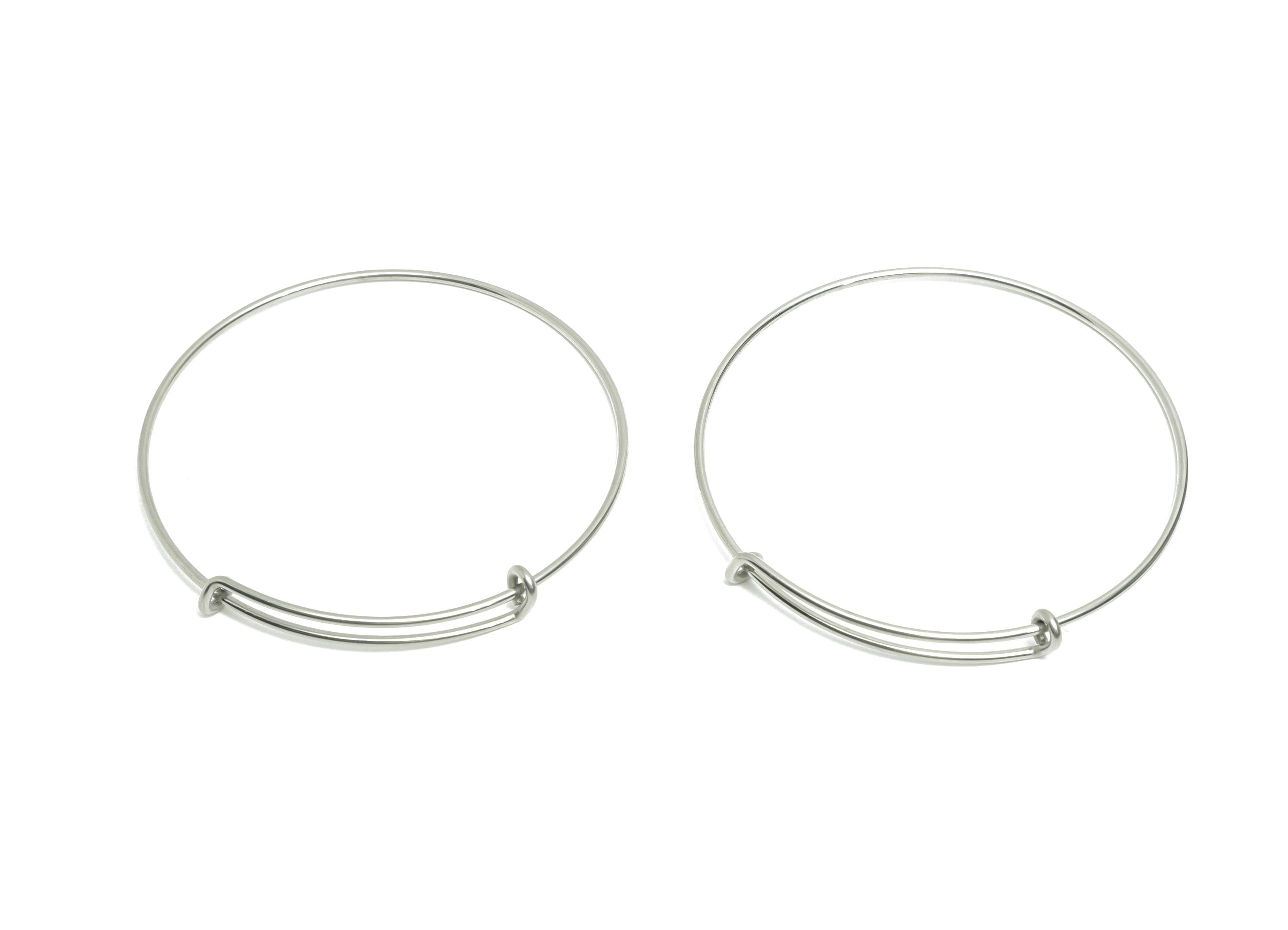 65mm Adjustable Bangle Bracelet - One Loop Steel Bracelet - Expandable Wire Bangle for Charm - Steel Jewelry Supplies - 65x65x1.6mm - SS1720 - DOMEDBAZAAR