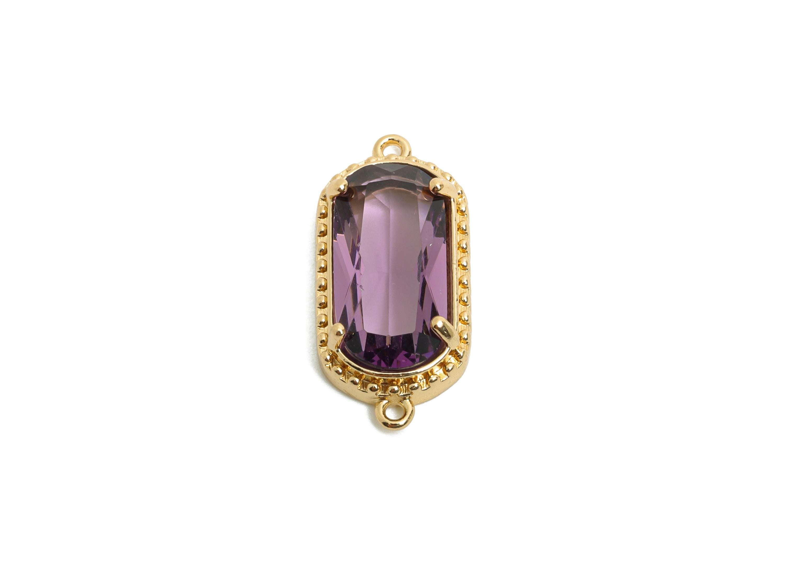 Brass Rectangle Crystal Connector - Dainty Gold Frame Pendant - Modern Oval Rectangle Connector - KC Gold Tone Plated - 20x9.53x4mm - GS1303 - DOMEDBAZAAR