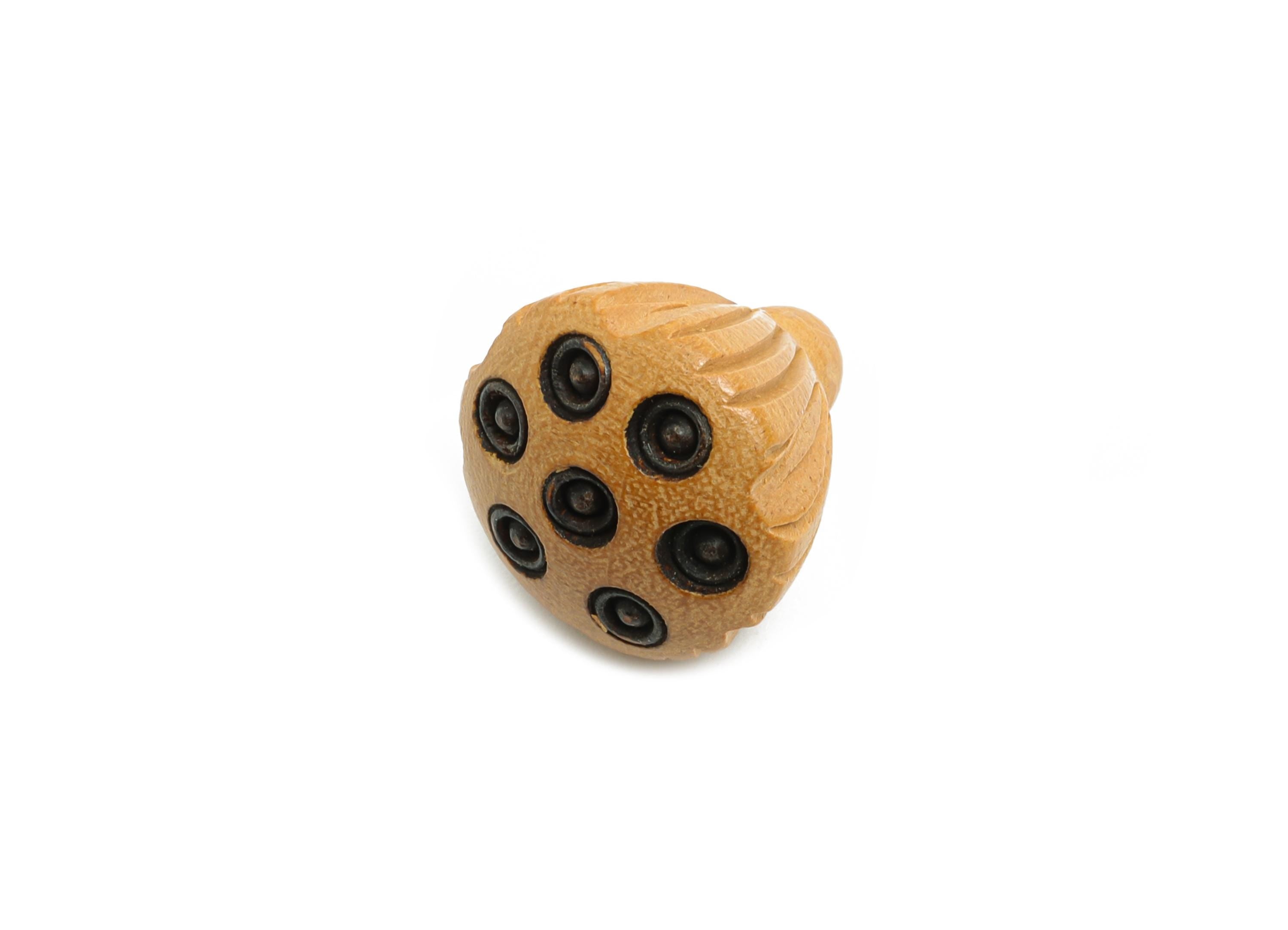 Peach Wood Lotus Seeds Bead - Carved Lotus Pod Wood Bead - Rustic Wooden Lotus Bead - Handmade Wooden Beads for Crafting - 14x13x13mm-BB1336 - DOMEDBAZAAR