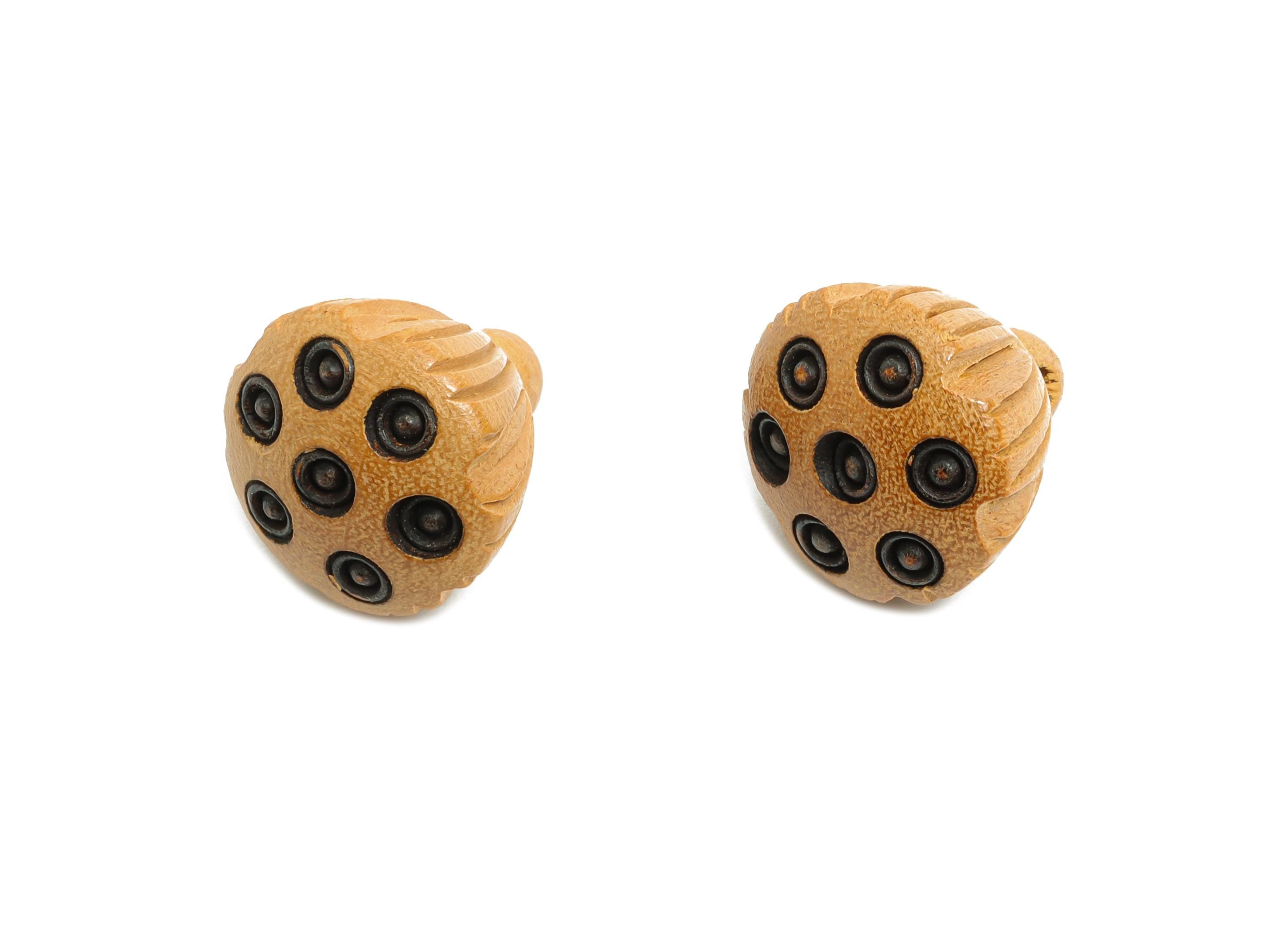 Peach Wood Lotus Seeds Bead - Carved Lotus Pod Wood Bead - Rustic Wooden Lotus Bead - Handmade Wooden Beads for Crafting - 14x13x13mm-BB1336 - DOMEDBAZAAR