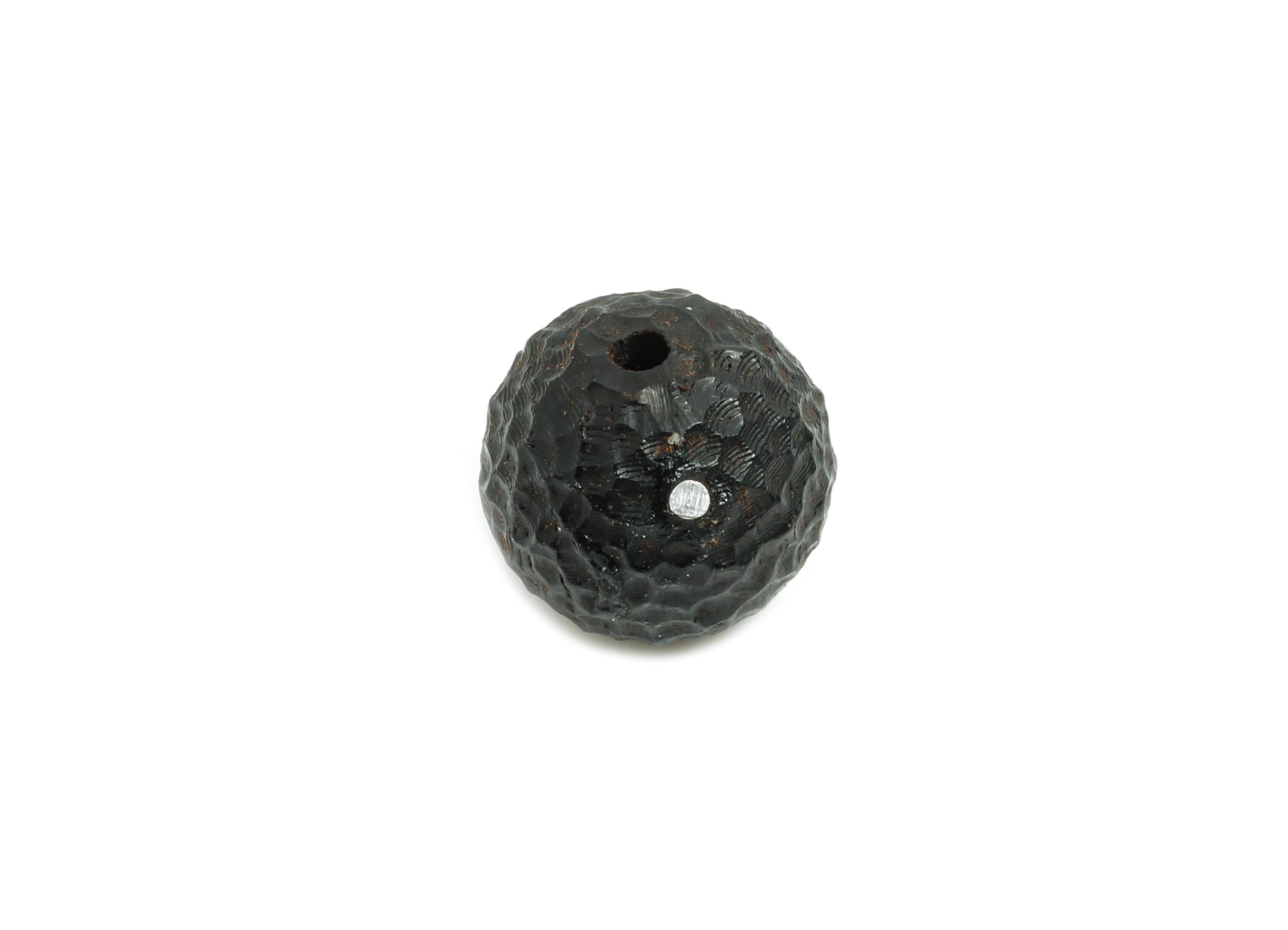 Black Wood Round Beads - Handcrafted Textured Beads - DIY Jewelry Natural Wood Supplies For Bracelet - Artisan Wood Bead - 12x12x12mm-BB1322 - DOMEDBAZAAR