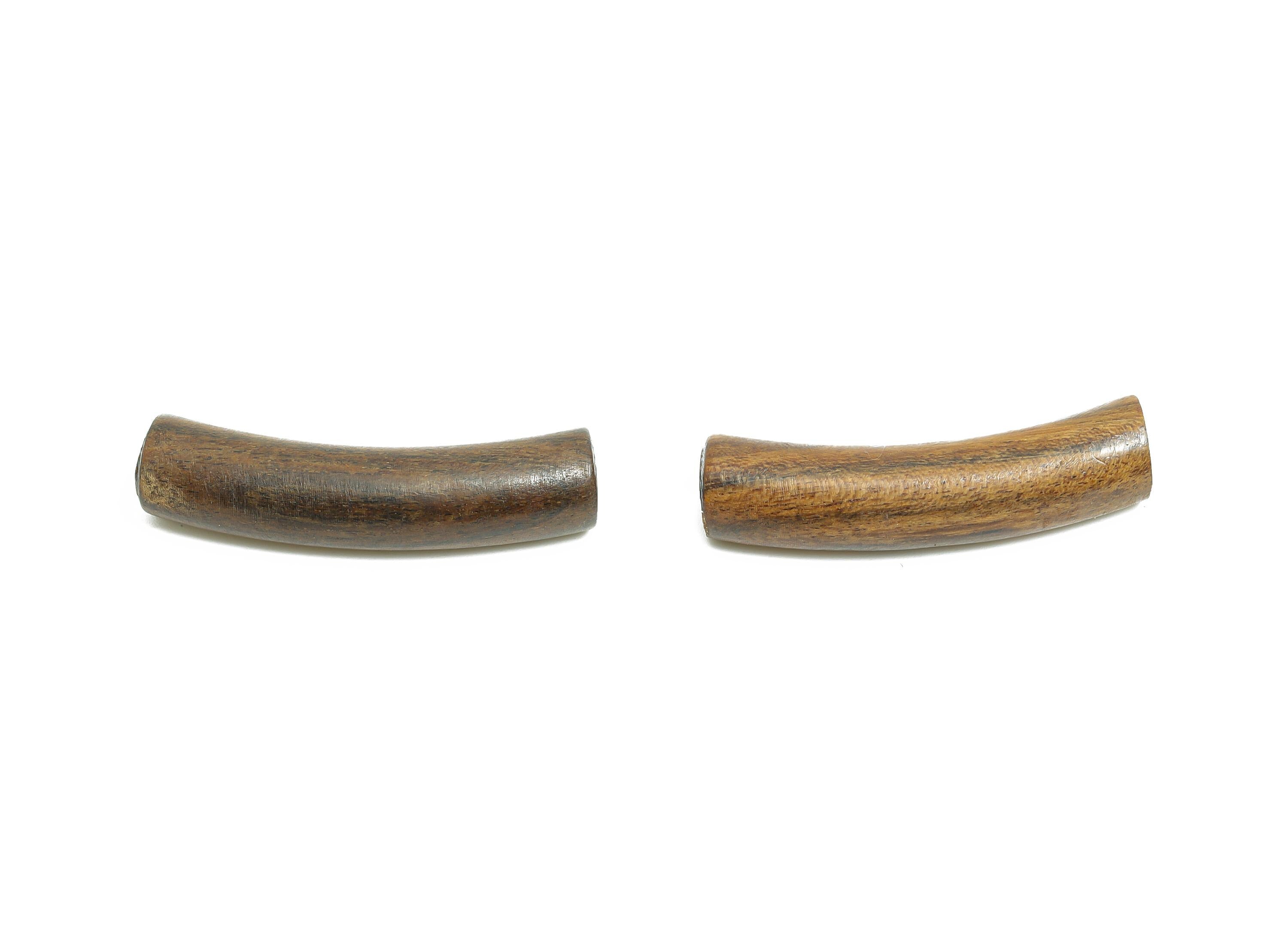 Natural Wooden Tube Bead - Black Wood Handcrafted Cylindrical Wooden Bead - Smooth Artisan Crafted Long Wooden Beads - 34x9x7.63mm - BB1325 - DOMEDBAZAAR