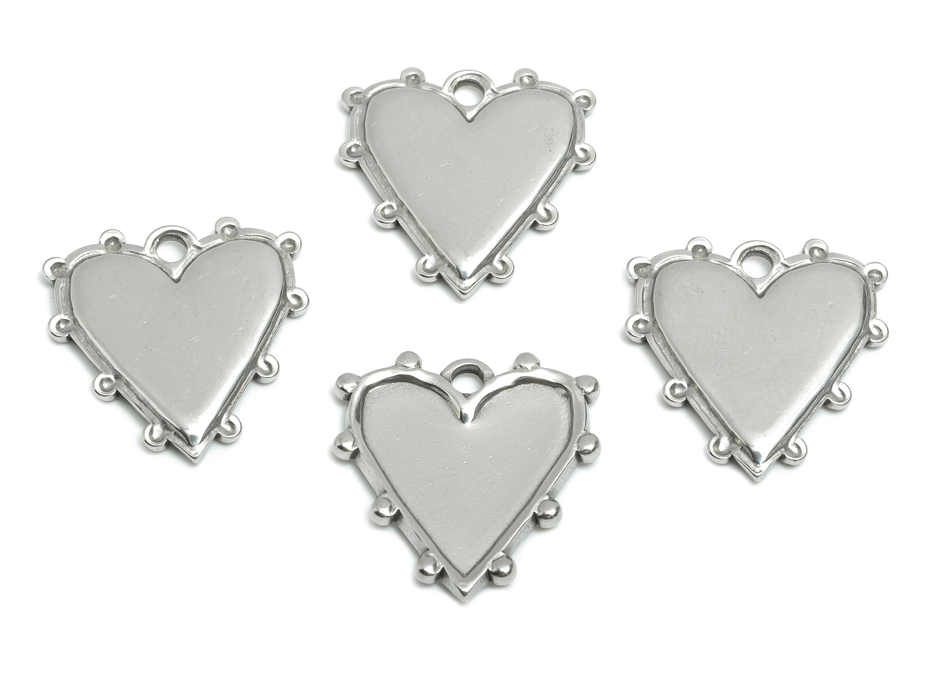 Stainless Steel Heart Charms - Vintage Boho Heart Pendant For Gem - Romantic Steel Heart Charm - Steel Jewelry  - 21x20x2mm - SS1862 - DOMEDBAZAAR