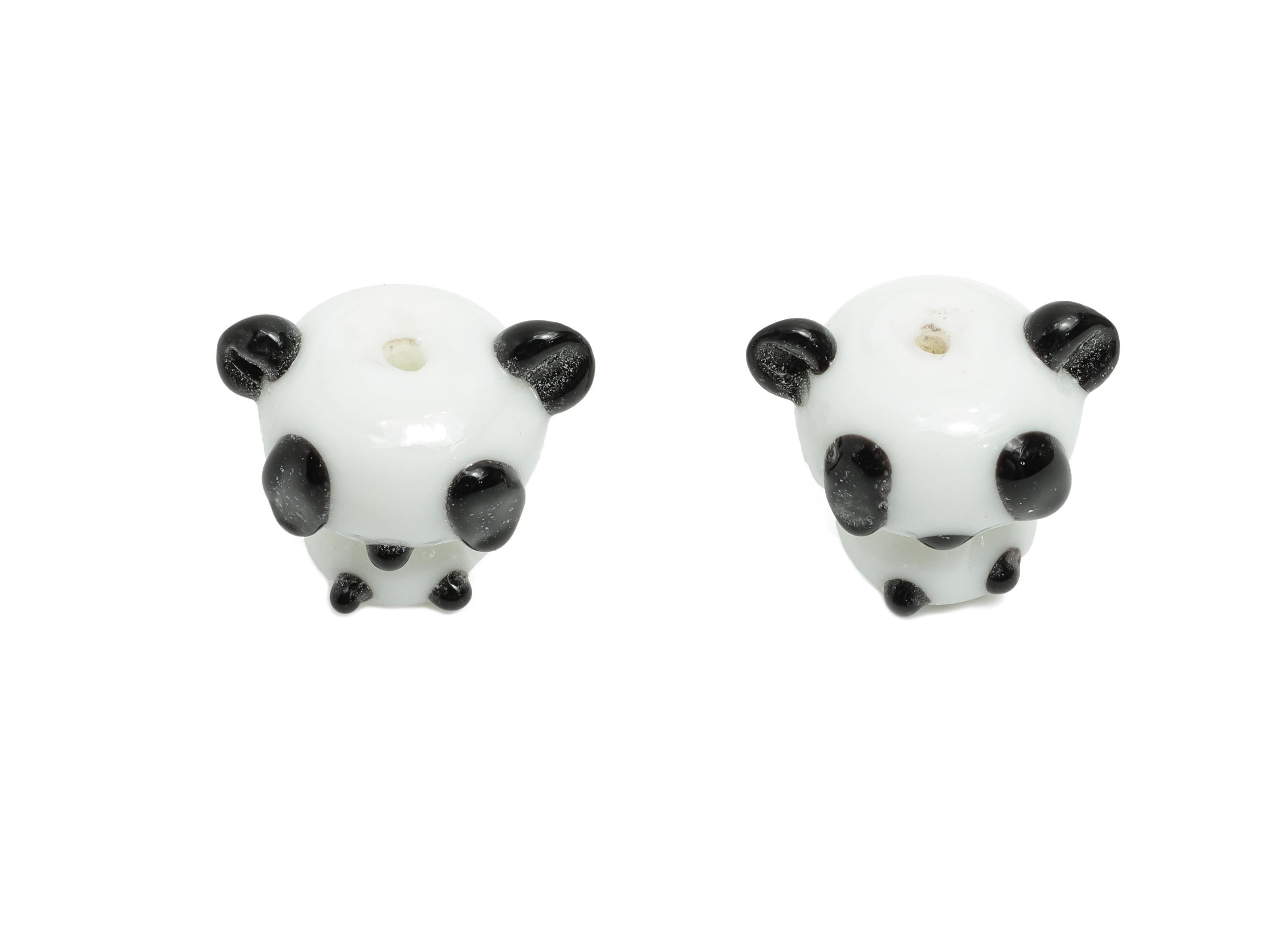 Handmade Glass Panda Bead - Enamel Animal Bracelet Bead - Modern Glass Bead for Necklace - Jewelry Making Bead - 15.03x17.97x13.77mm -GS1334 - DOMEDBAZAAR