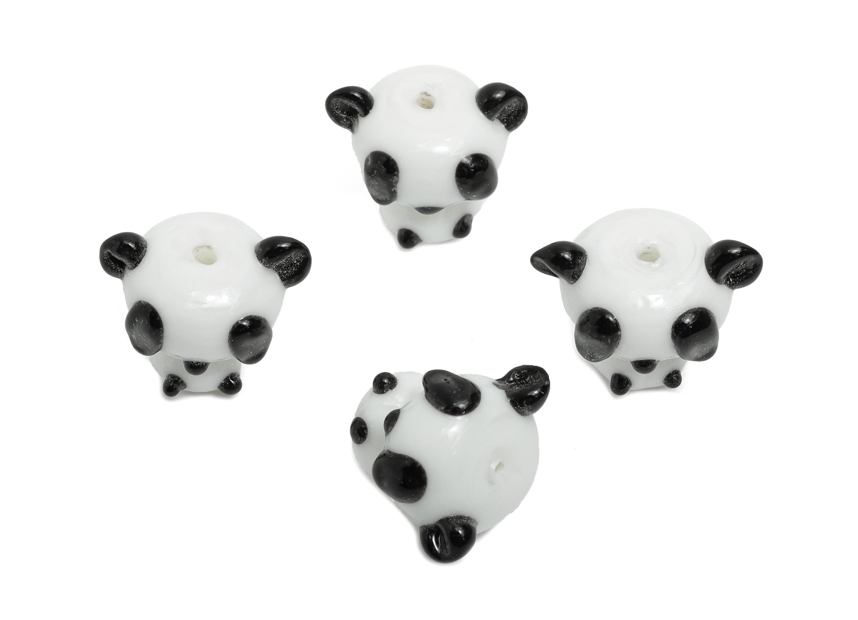 Handmade Glass Panda Bead - Enamel Animal Bracelet Bead - Modern Glass Bead for Necklace - Jewelry Making Bead - 15.03x17.97x13.77mm -GS1334 - DOMEDBAZAAR