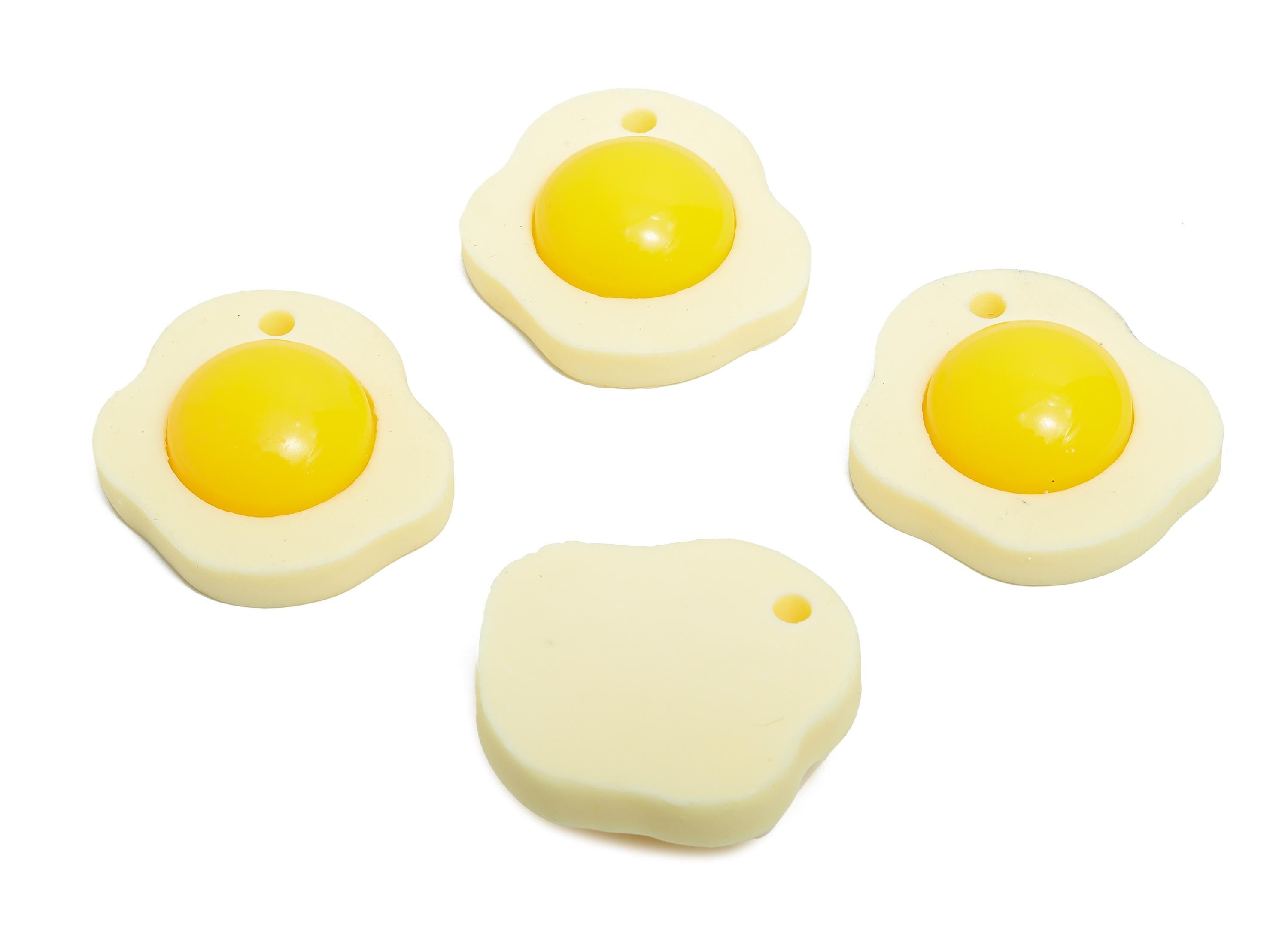 Acrylic Egg Earring Charm - DIY Cute Egg For Handmade - Artisan Playful Fried Egg Ornament - Handmade Pendant Crafting - 31x27x10mm - BB1338 - DOMEDBAZAAR