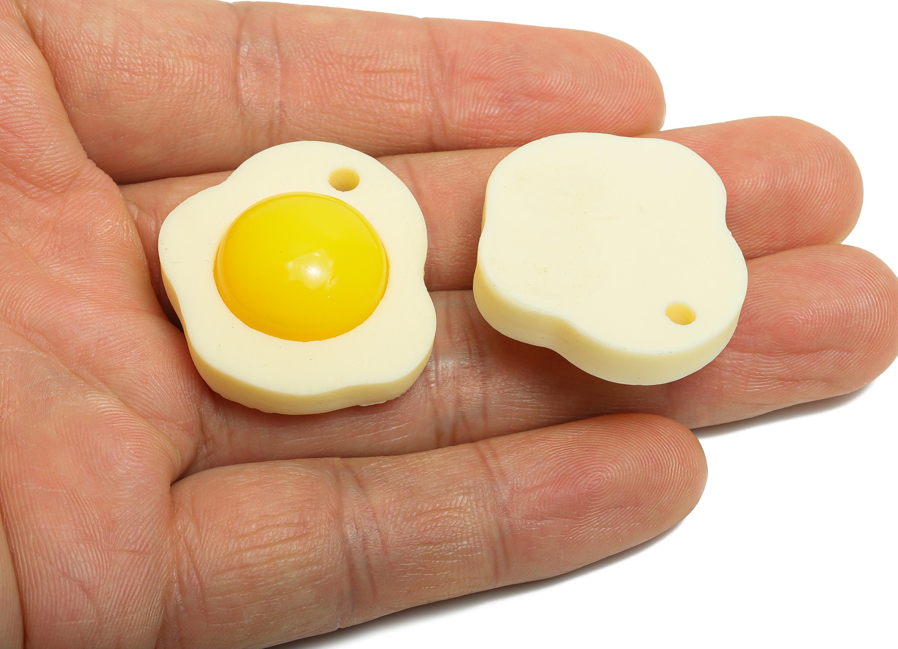 Acrylic Egg Earring Charm - DIY Cute Egg For Handmade - Artisan Playful Fried Egg Ornament - Handmade Pendant Crafting - 31x27x10mm - BB1338 - DOMEDBAZAAR