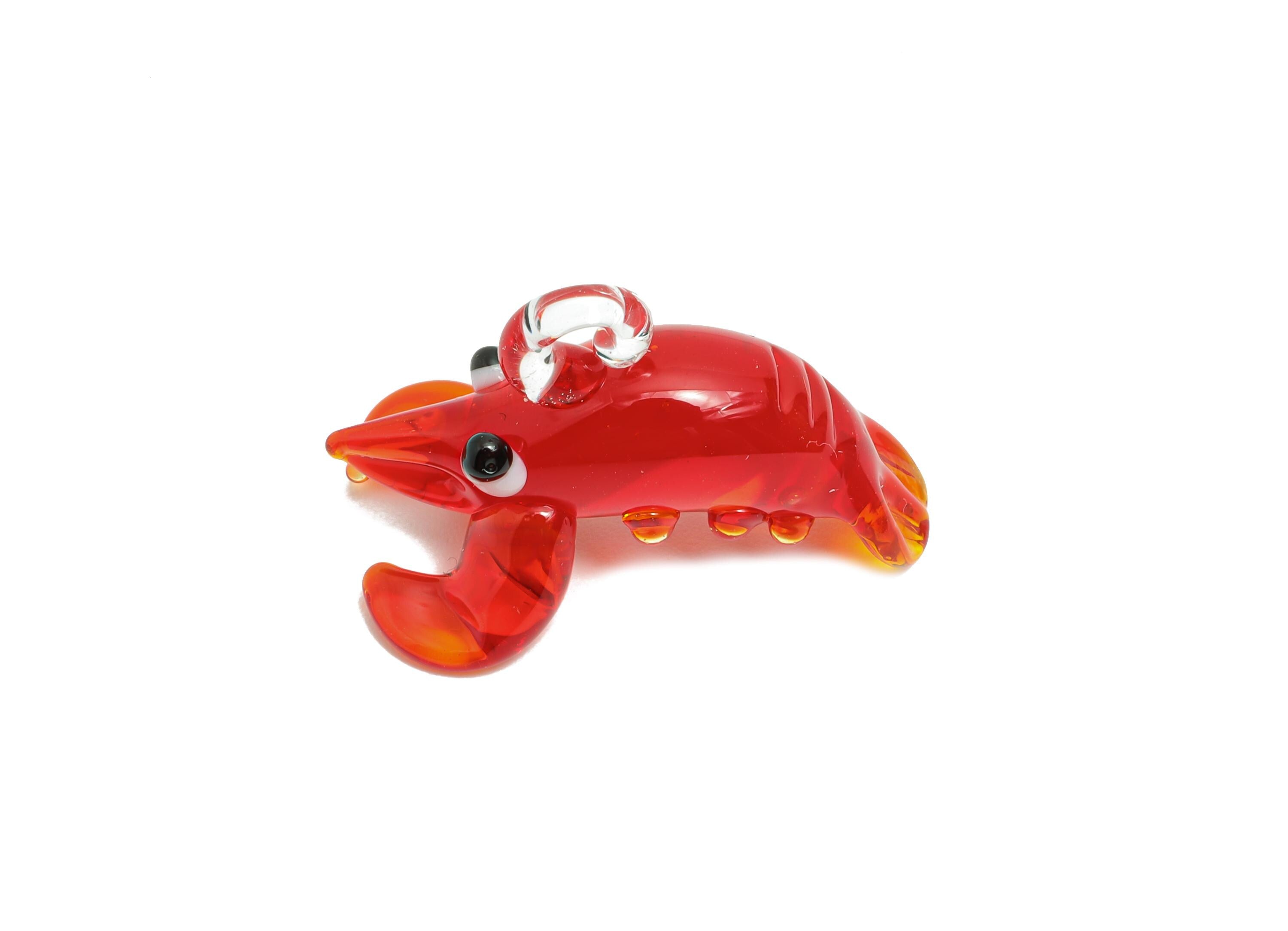 Handmade Glass Lobster Pendant - Enamel Red Glass Marine Pendant - Glass Lobster Necklace Pendant - Jewelry Making - 24x12.88x14mm - GS1327 - DOMEDBAZAAR
