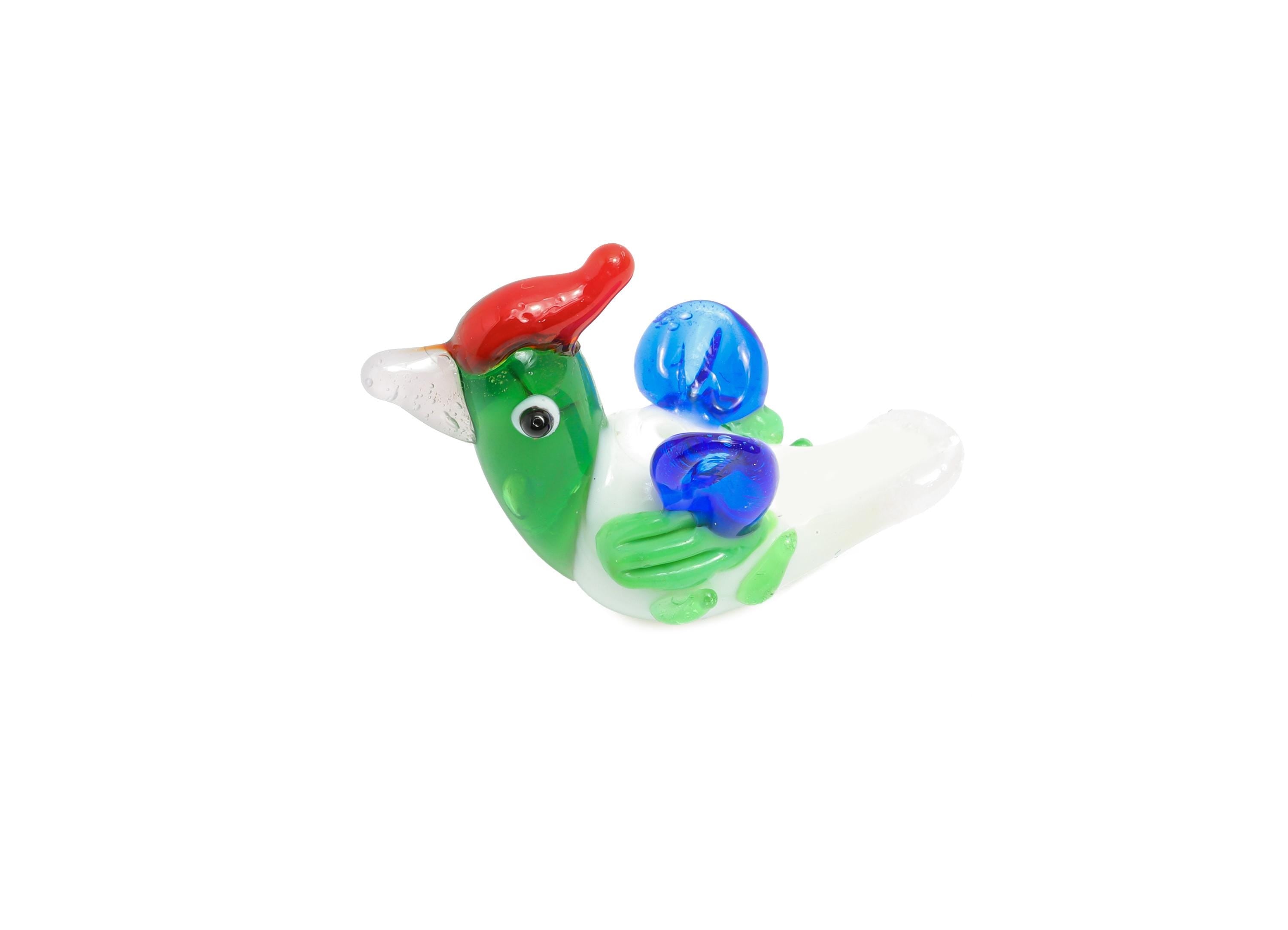 Handmade Glass Bird Charm - Colorful Enamel Animal Bead - Modern Glass Necklace Pendant - Jewelry Component - 32.17x12.84x20.58mm -GS1338 - DOMEDBAZAAR