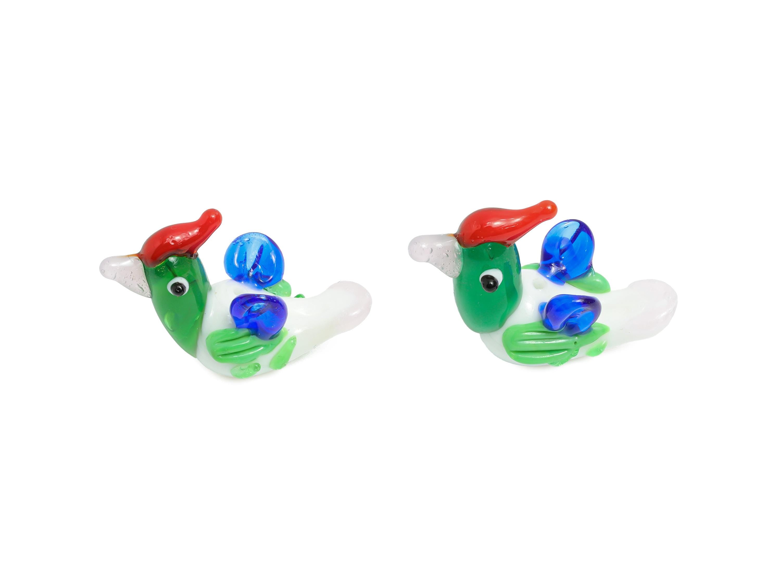 Handmade Glass Bird Charm - Colorful Enamel Animal Bead - Modern Glass Necklace Pendant - Jewelry Component - 32.17x12.84x20.58mm -GS1338 - DOMEDBAZAAR