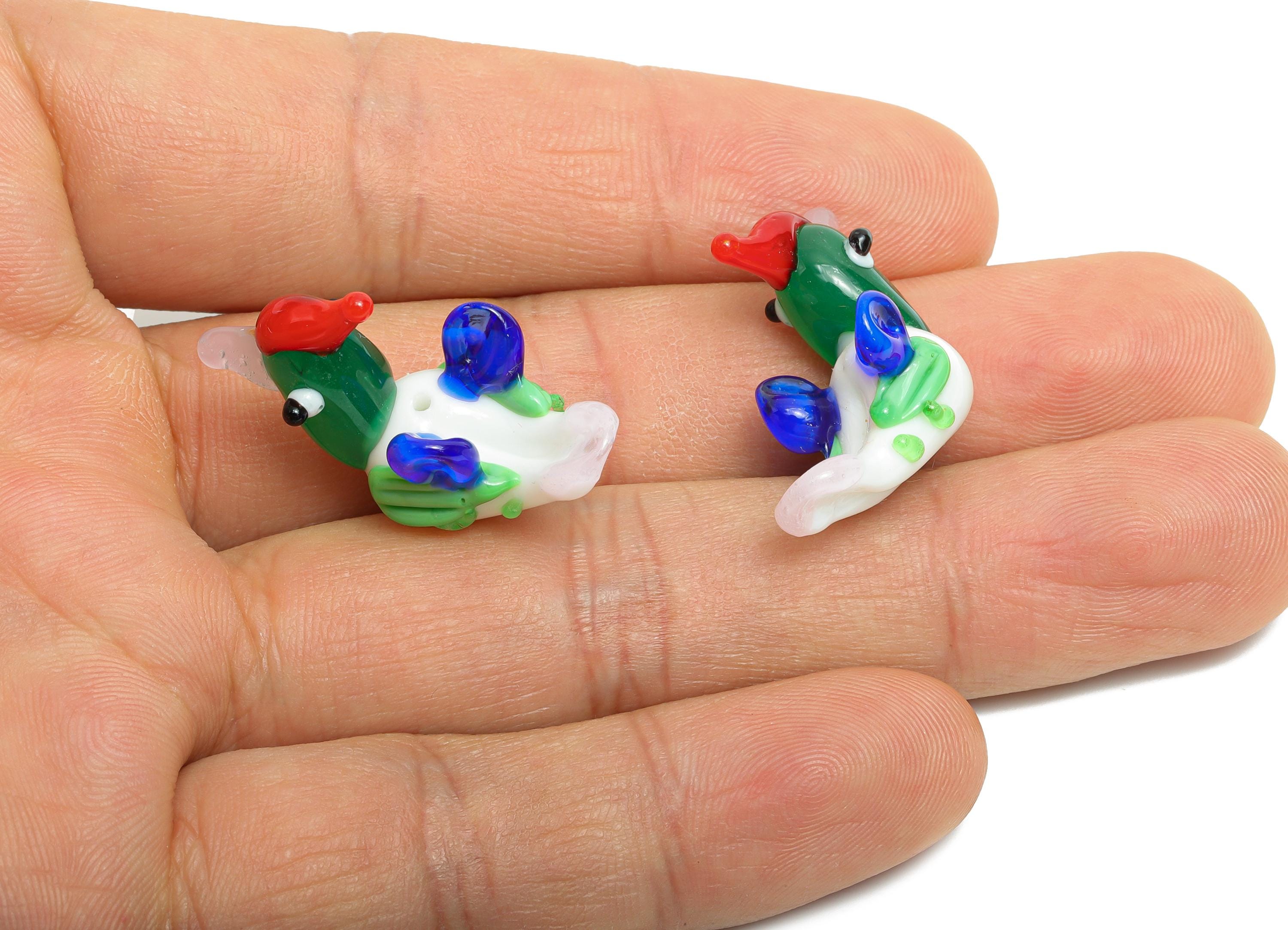 Handmade Glass Bird Charm - Colorful Enamel Animal Bead - Modern Glass Necklace Pendant - Jewelry Component - 32.17x12.84x20.58mm -GS1338 - DOMEDBAZAAR