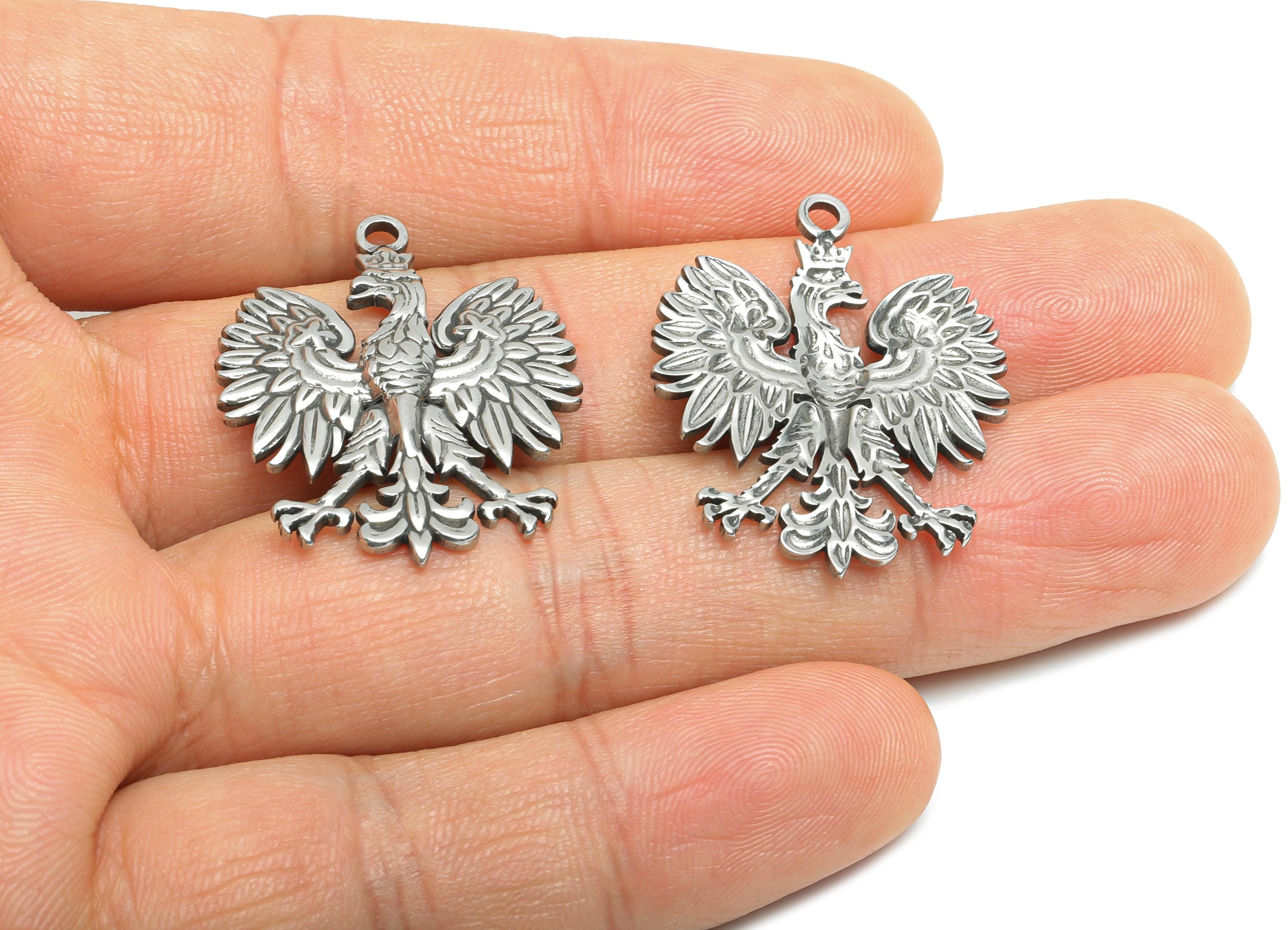 Stainless Steel Eagle Pendant - Detailed Eagle Jewelry Charm - Regal Eagle Pendant Design - Animal Charm for Jewelry - 31x24x2mm - SS1845 - DOMEDBAZAAR