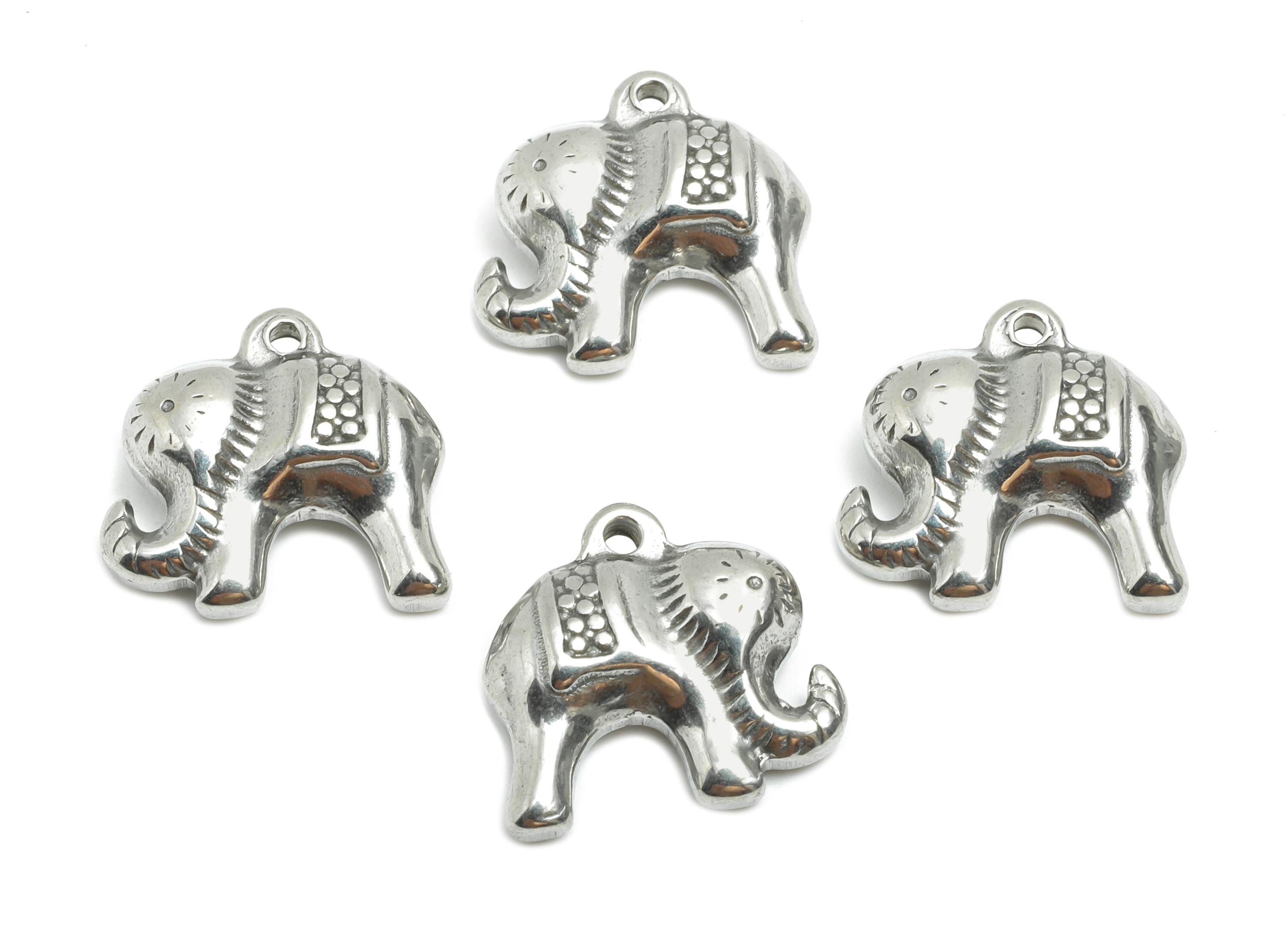 Stainless Steel Elephant Pendant - Elephant Jewelry Charm - Elephant Pendant for Necklace - Animal Charm for Jewelry - 14x16x5.79mm - SS1825 - DOMEDBAZAAR