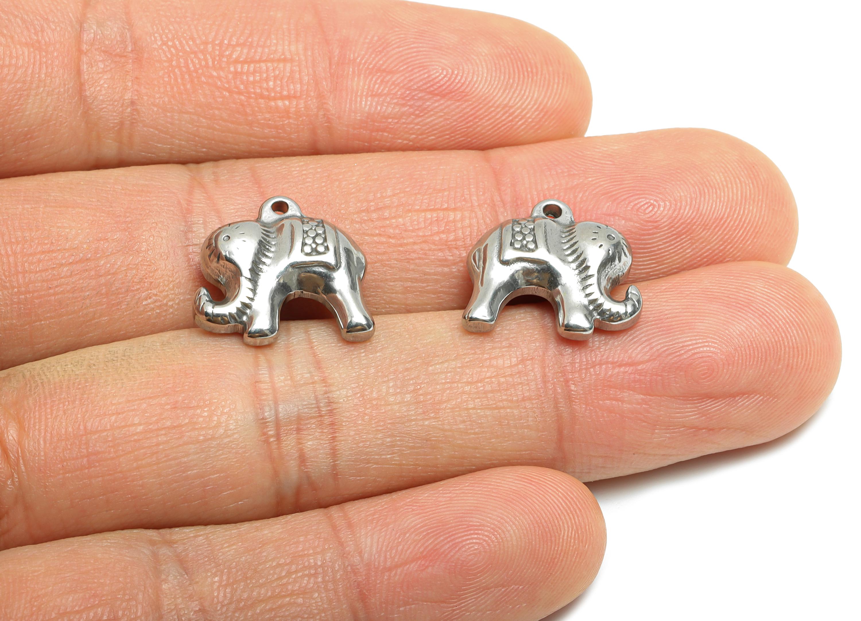Stainless Steel Elephant Pendant - Elephant Jewelry Charm - Elephant Pendant for Necklace - Animal Charm for Jewelry - 14x16x5.79mm - SS1825 - DOMEDBAZAAR