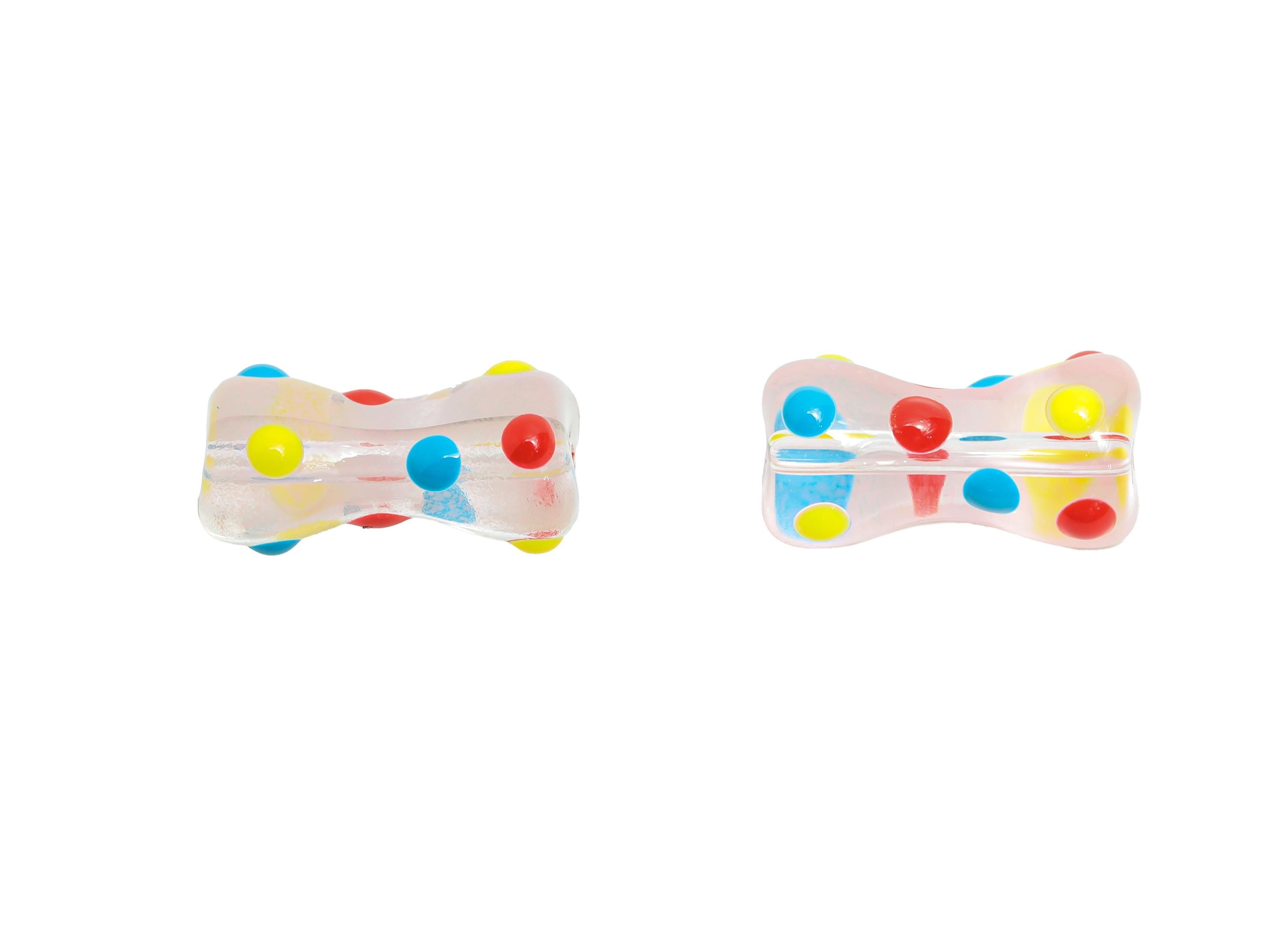 Handmade Glass Bone Bead - Enamel Rainbow Dot Bracelet Bead - Unique Glass Bead for Necklace - Jewelry Making - 17.69x9.15x8.52mm - GS1341E - DOMEDBAZAAR