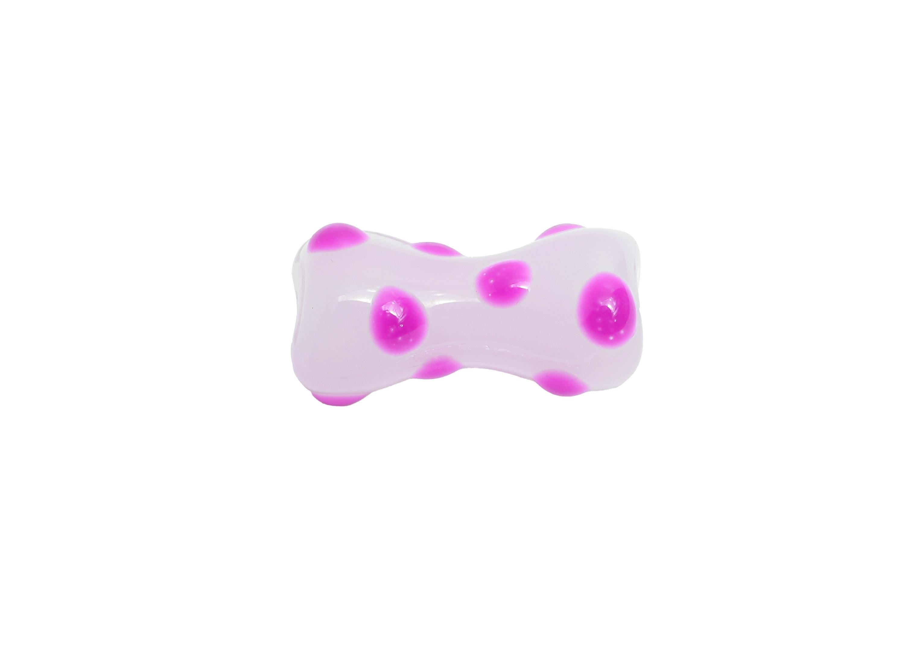 Handmade Glass Bone Bead - Enamel Purple Dot Bracelet Bead - Unique Glass Bead for Necklace - Jewelry Making - 17.69x9.15x8.52mm - GS1341A - DOMEDBAZAAR