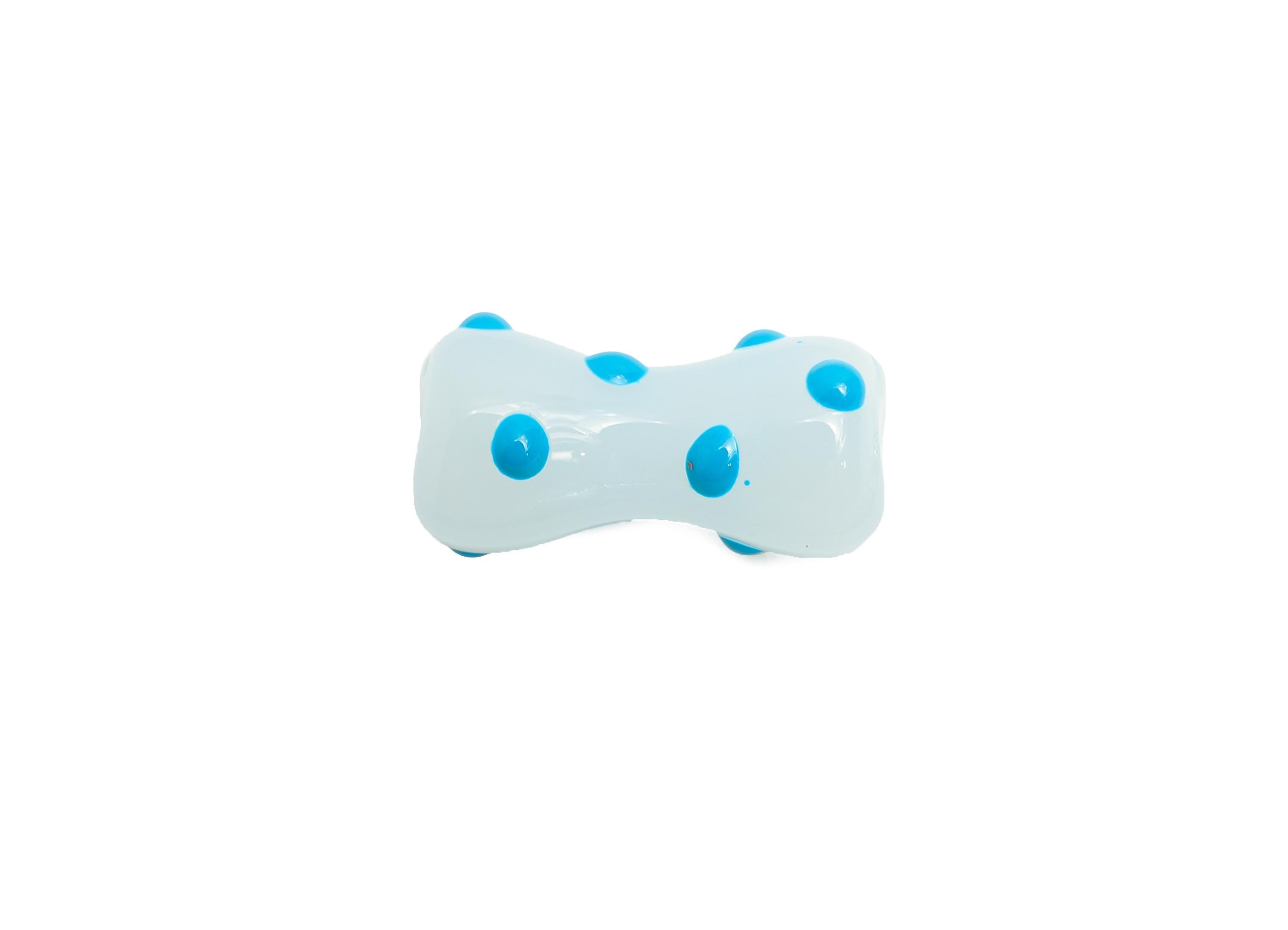 Handmade Glass Bone Beads - Enamel Blue Dot Bracelet Bead - Unique Glass Bead for Necklace - Jewelry Making - 17.78x9.27x8.16mm - GS1341C - DOMEDBAZAAR