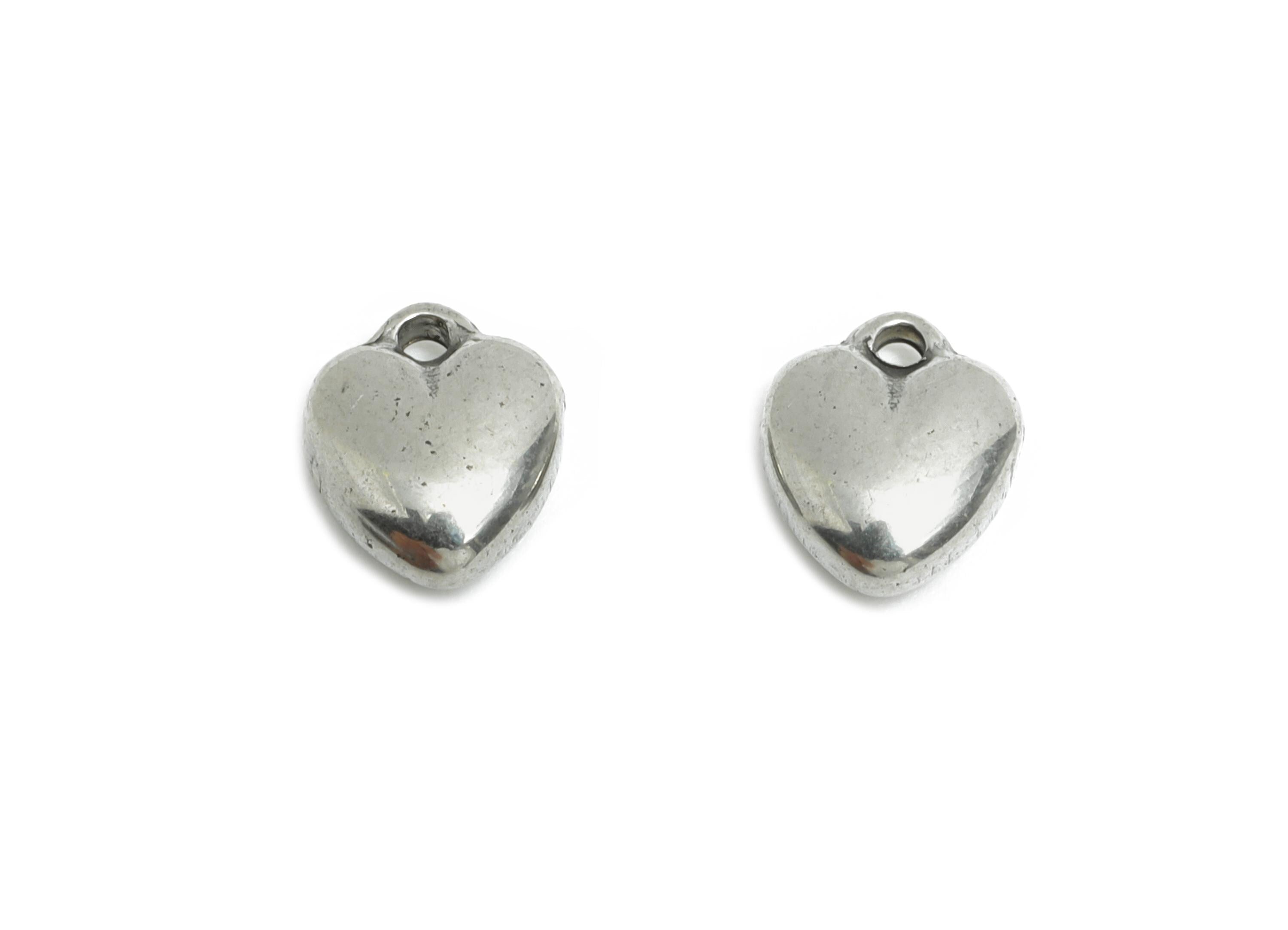 Stainless Steel Heart Charms - Steel Heart Mini Earring Charm - Vintage Heart Steel Charm - Symbolic Love  Jewelry - 8x6.6x3.13mm - SS1782 - DOMEDBAZAAR