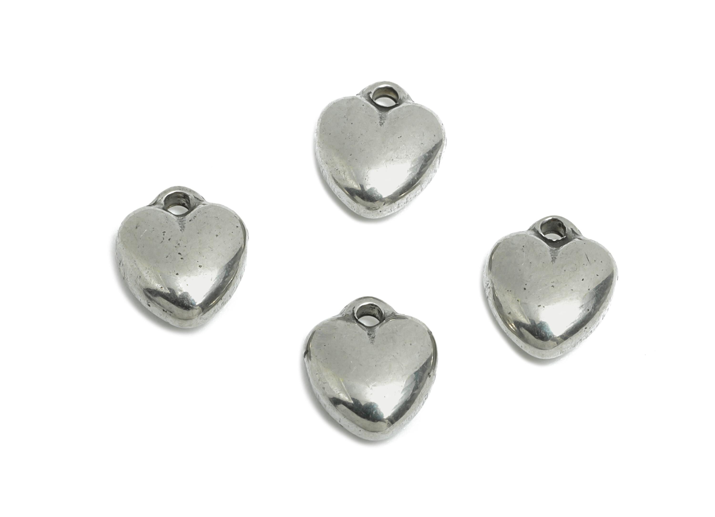 Stainless Steel Heart Charms - Steel Heart Mini Earring Charm - Vintage Heart Steel Charm - Symbolic Love  Jewelry - 8x6.6x3.13mm - SS1782 - DOMEDBAZAAR