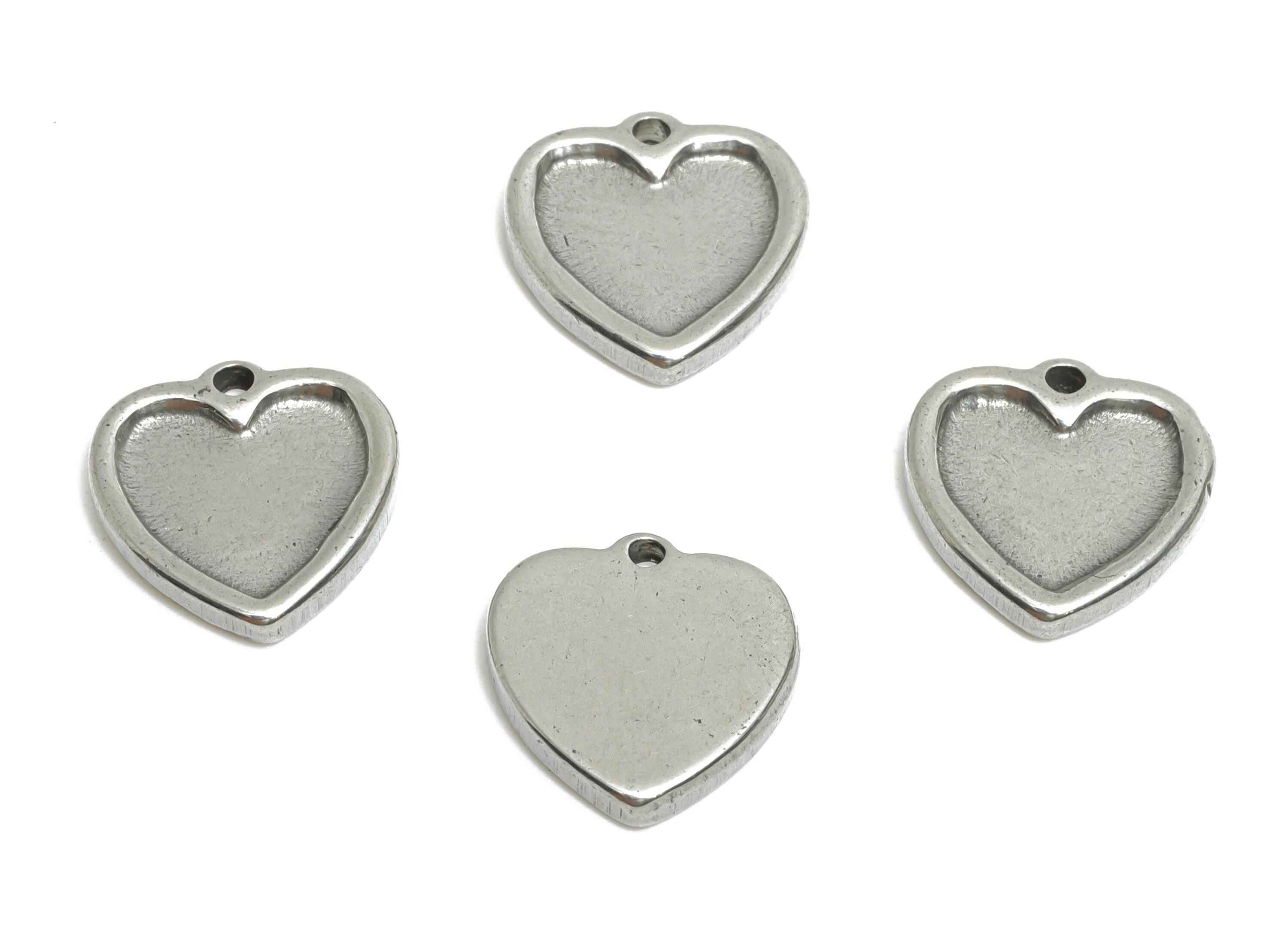 Stainless Steel Heart Charms - Elegant Silver Heart Bracelet Charm - Romantic Love Charms - Minimalist Jewelry - 10.64x10.34x1.82mm - SS1889 - DOMEDBAZAAR