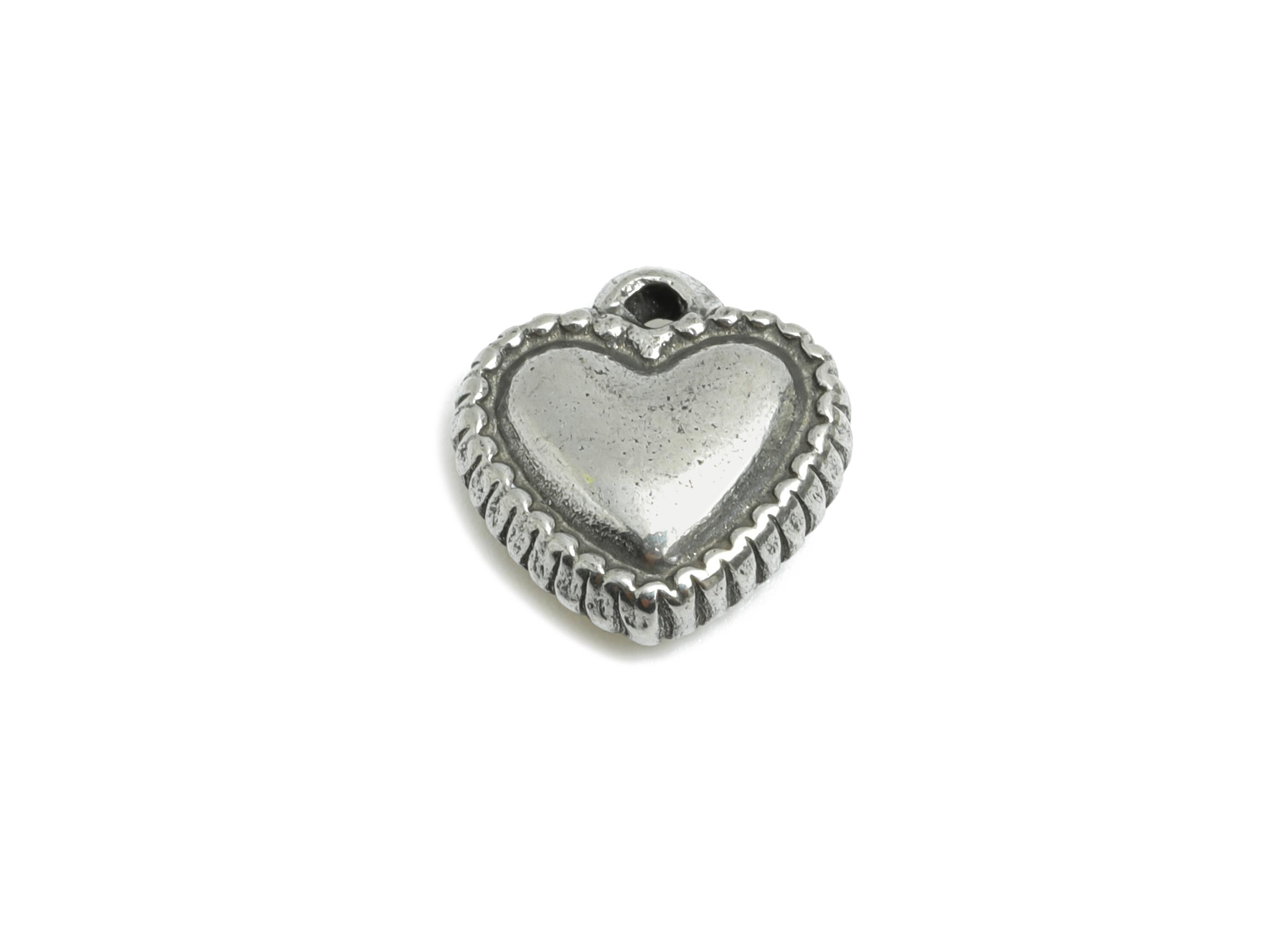 Stainless Steel Heart Charms - Steel Heart Mini Earring Charm - Vintage Looking Steel Charm - Symbolic Love  Jewelry - 11x10x3.77mm - SS1790 - DOMEDBAZAAR