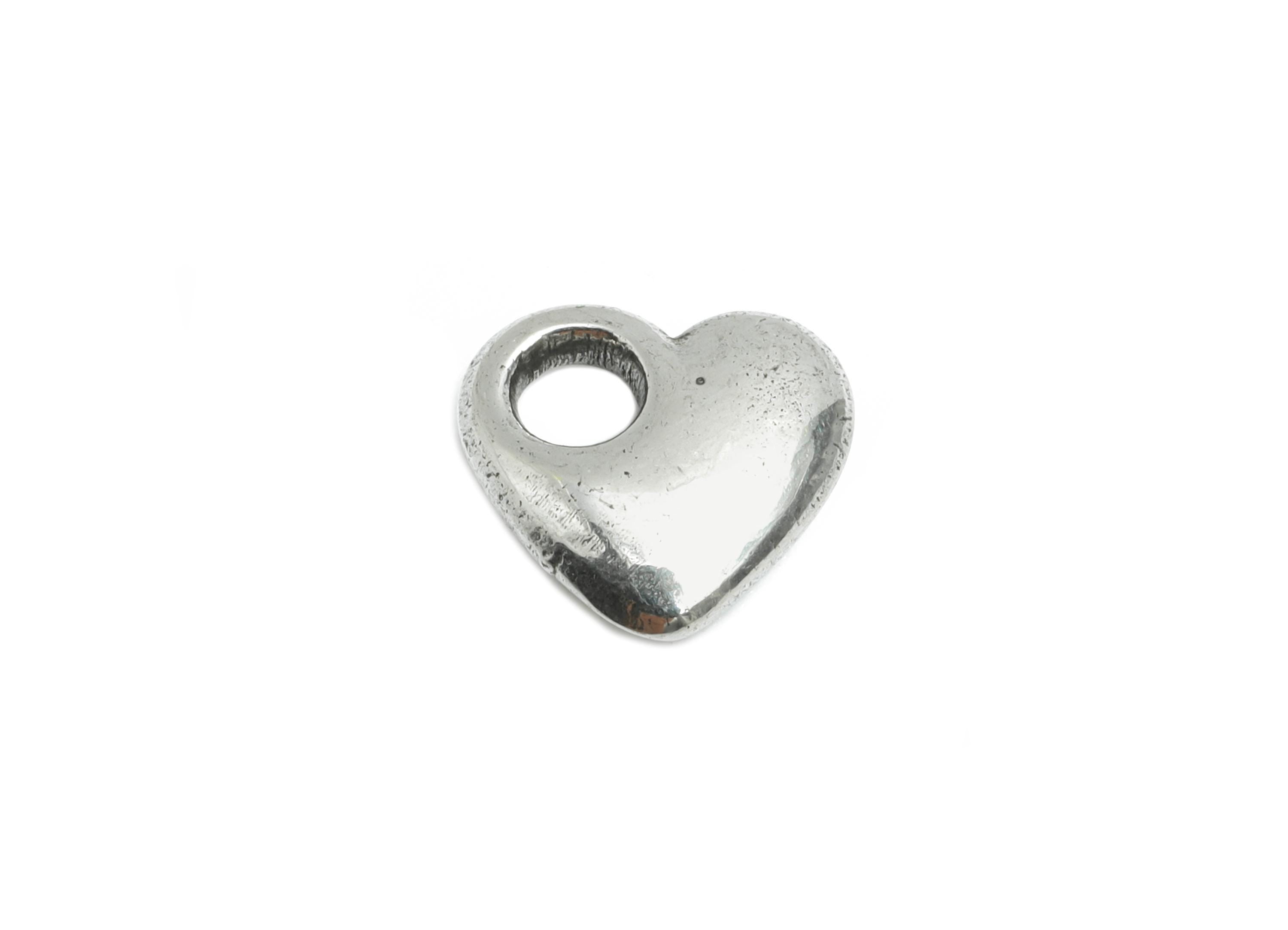 Stainless Steel Heart Charm - Steel Heart Mini Earring Charm - Vintage Looking Charm With Hole - Symbolic Love Jewelry - 10x10x3mm - SS1858 - DOMEDBAZAAR