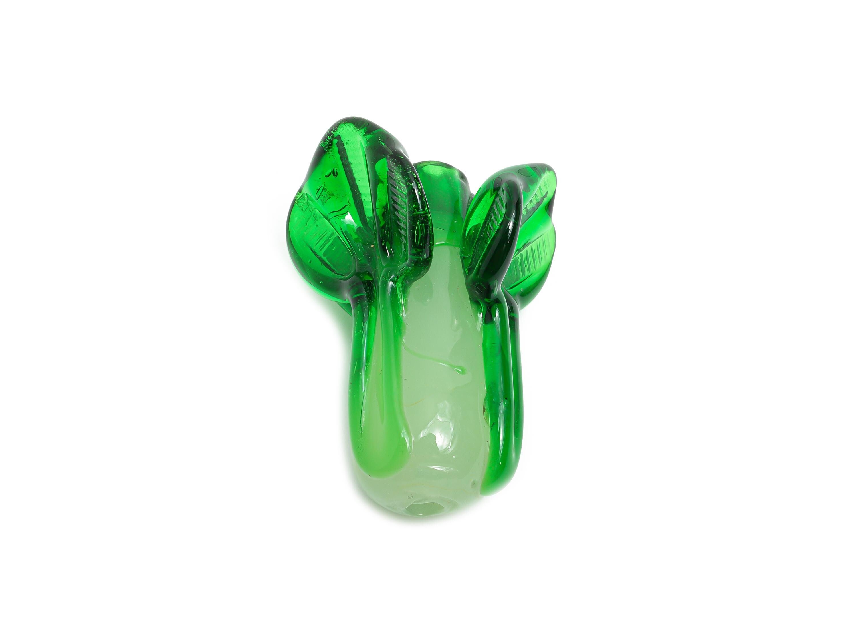 Handmade Glass Vegetable Bead - Enamel Lettuce Bead - Botanical Glass Bead for Necklace - Jewelry Component - 38.48x23.48x24.35mm - GS1335 - DOMEDBAZAAR