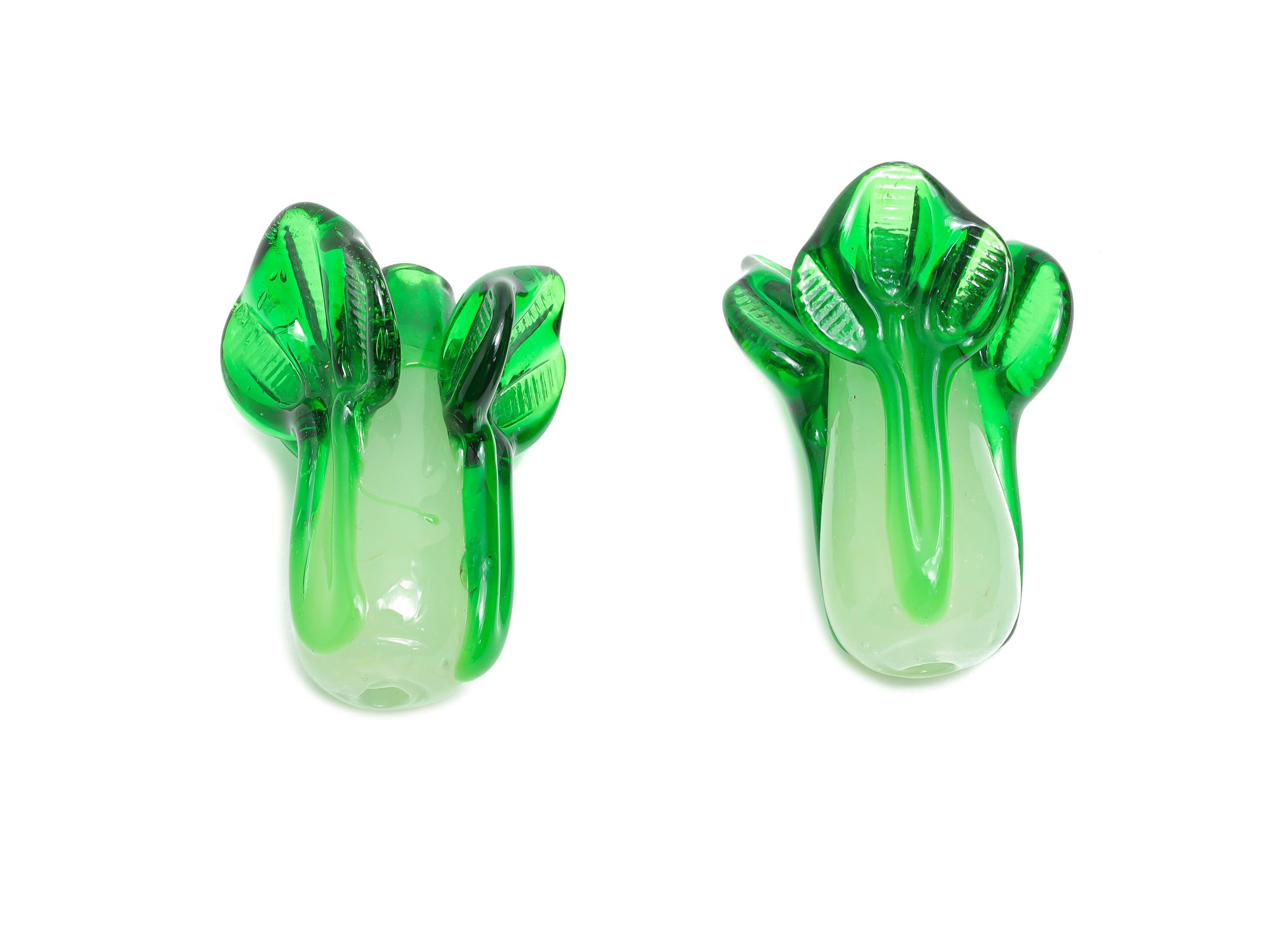 Handmade Glass Vegetable Bead - Enamel Lettuce Bead - Botanical Glass Bead for Necklace - Jewelry Component - 38.48x23.48x24.35mm - GS1335 - DOMEDBAZAAR