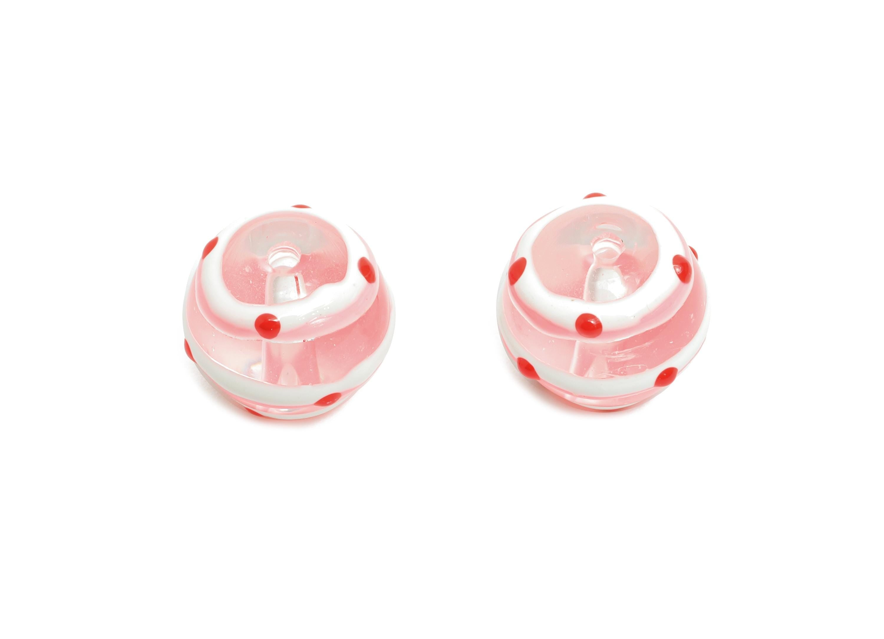 Handmade Glass Candy Bead - Enamel Colorful Dots Bead - Transparent Glass Bead for Necklace - Jewelry Component - 11.62x12.81x13mm - GS1339 - DOMEDBAZAAR