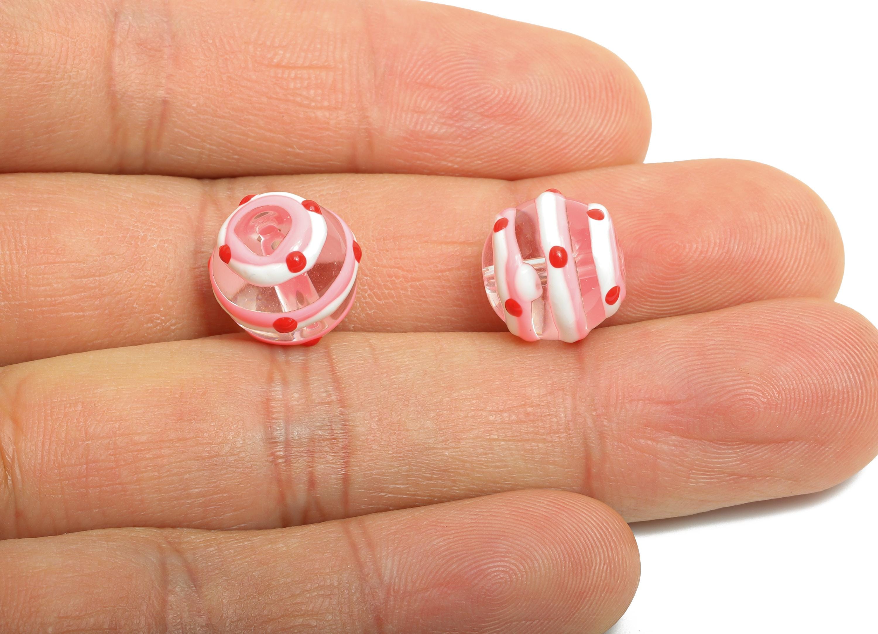 Handmade Glass Candy Bead - Enamel Colorful Dots Bead - Transparent Glass Bead for Necklace - Jewelry Component - 11.62x12.81x13mm - GS1339 - DOMEDBAZAAR