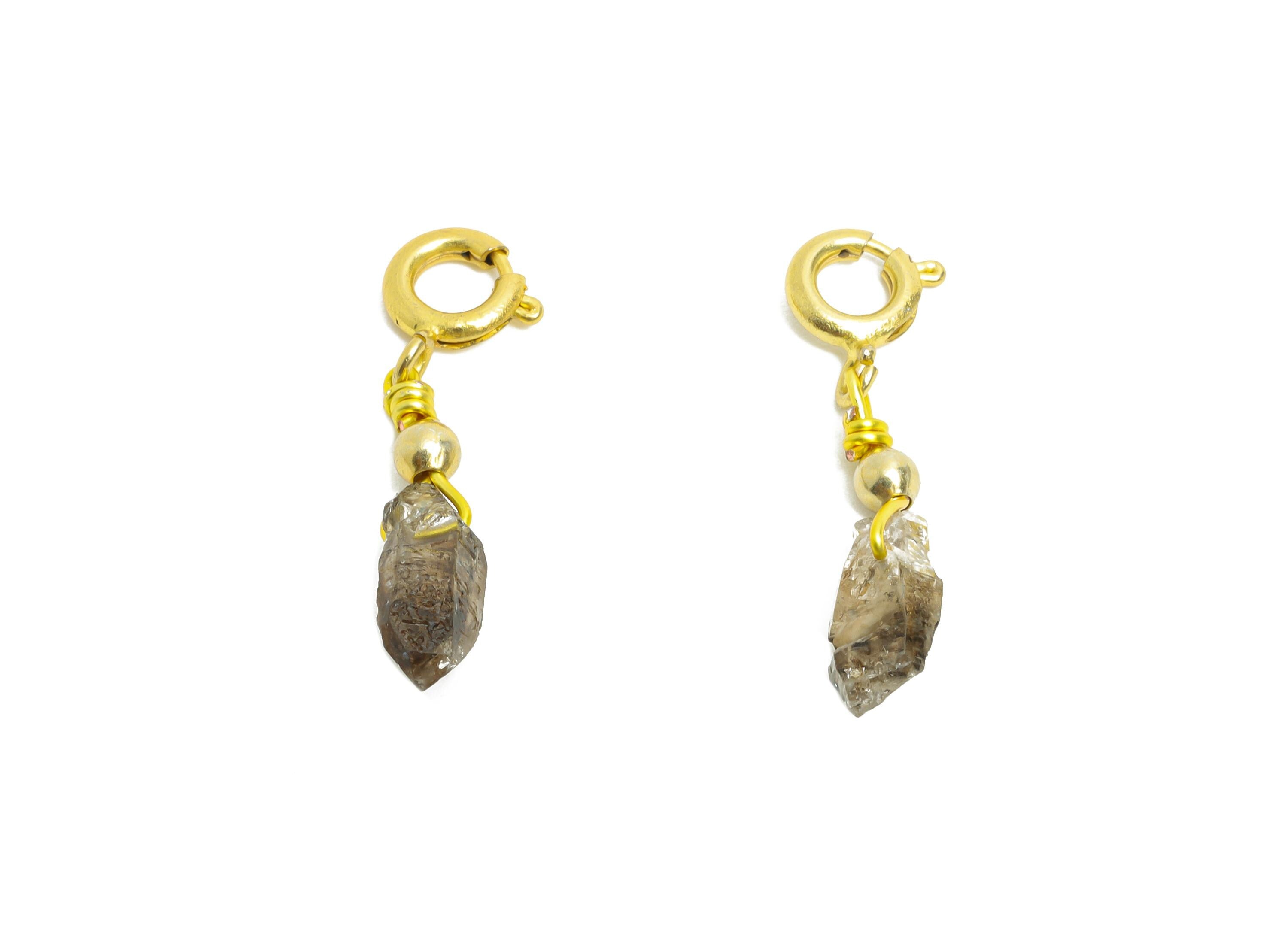 Brass Herkimer Clasp Charm - Enamel Accent Clasp Charm - Quartz Necklace Charm with Clasp - Bracelet Charm - 23x6x5.48mm - NS2862 - DOMEDBAZAAR