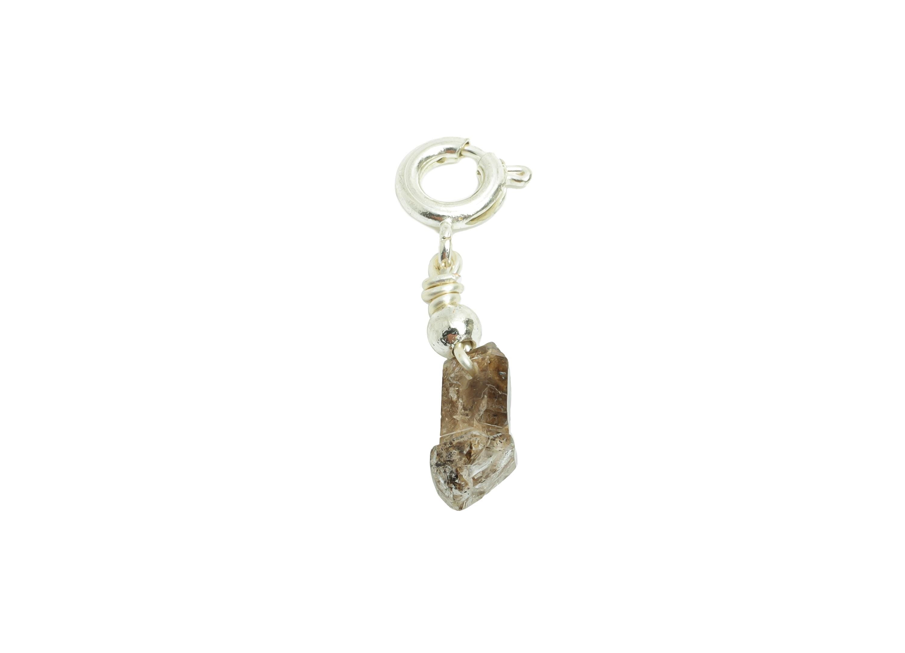 Brass Herkimer Clasp Charm - Enamel Accent Clasp Necklace Charm - Quartz Gemstone Charm with Clasp - Bracelet Charm - 24x7.66x3.6mm - NS2861 - DOMEDBAZAAR