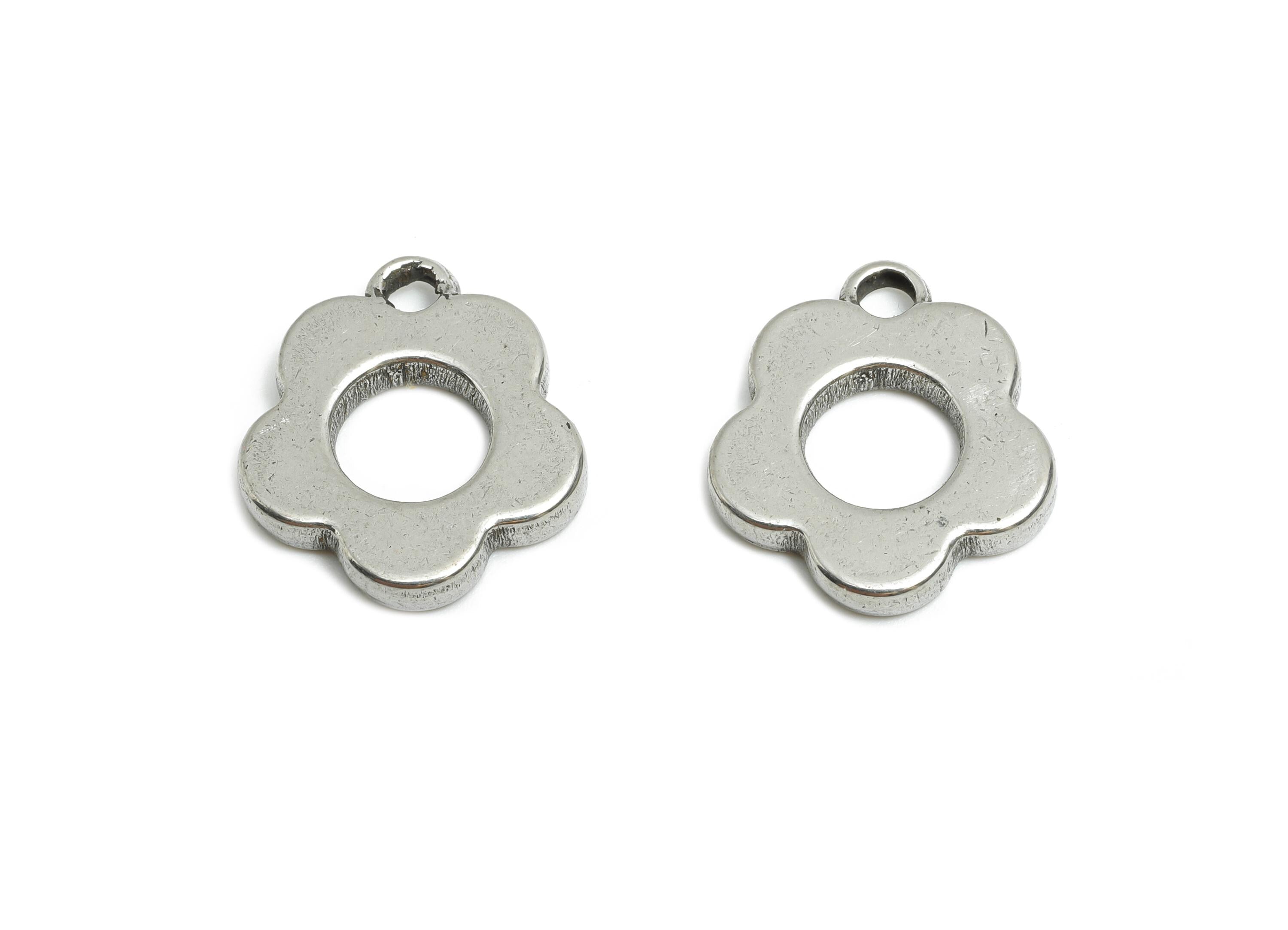 Steel Daisy Charm - Flower Cutout Charm For Necklace - Steel Hollow Floral  Bloom Pendant - Stainless Steel Jewelry - 17x15x2.54mm - SS1850 - DOMEDBAZAAR