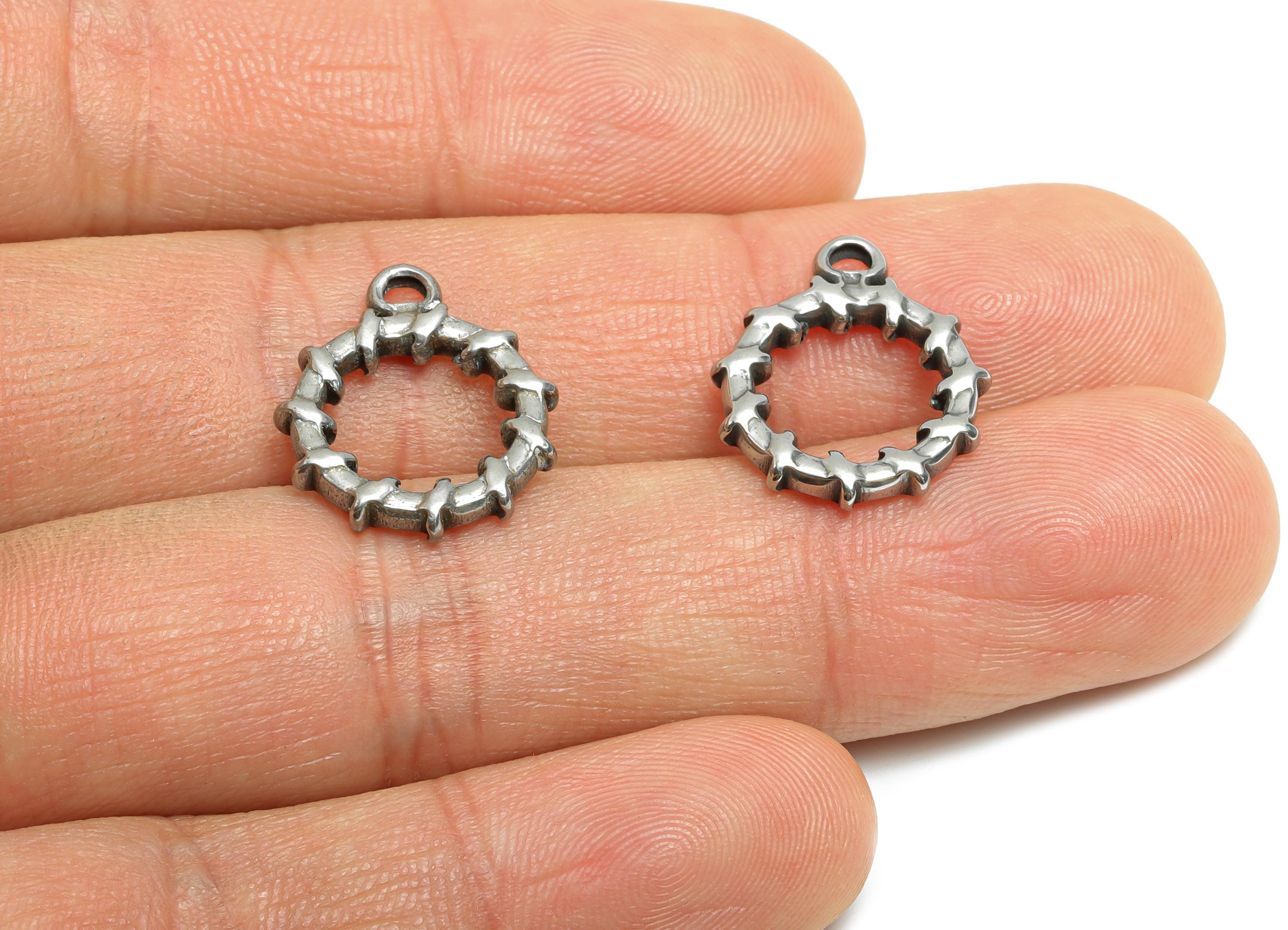 Steel Circular Link Pendant - Interlocking Links Pendant For Necklace - Modern Link Pendant - Stainless Steel Jewelry - 18x15x2mm - SS1769 - DOMEDBAZAAR