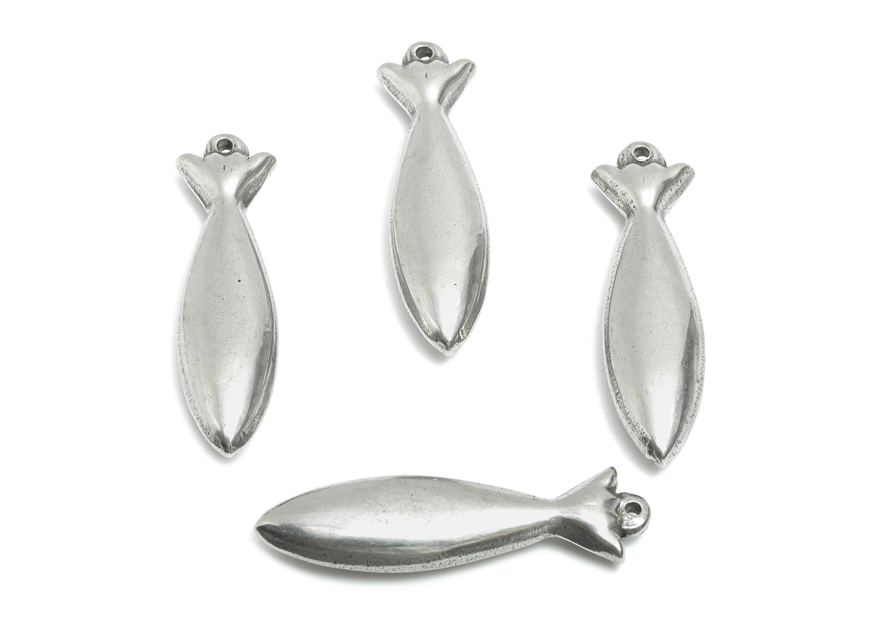 Stainless Steel Fish Pendant - Marine Life Jewelry for Necklace - Modern Tropical Fish Charm - Steel Jewelry Accessory - 37x10x5mm - SS1722 - DOMEDBAZAAR