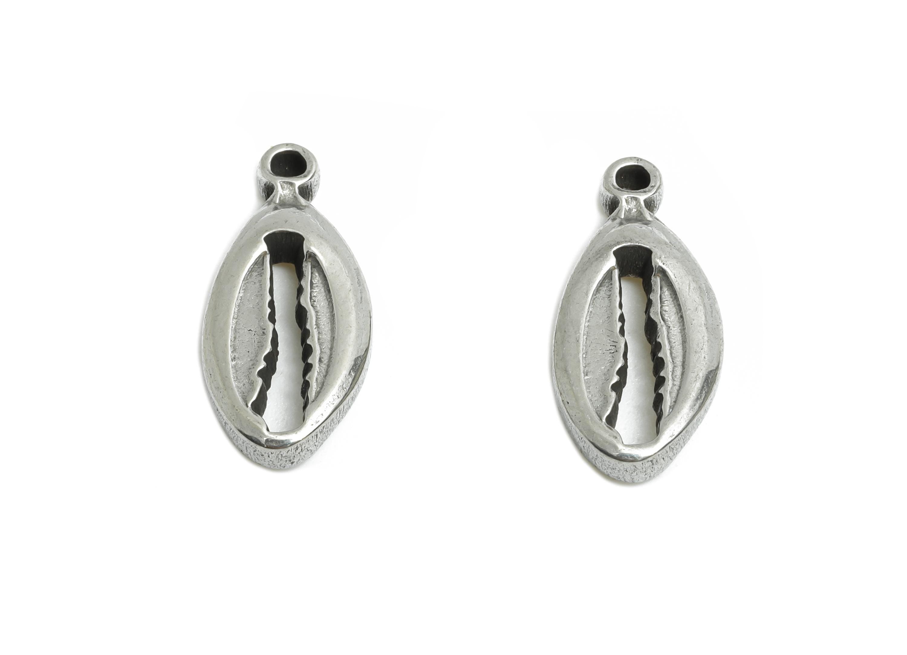 Steel Seashell Pendant - Textured Starfish Charms for Bracelet - Summer Marine Life Pendant - Coastal Jewelry - 16.63x7.89x3.16mm - SS1856 - DOMEDBAZAAR