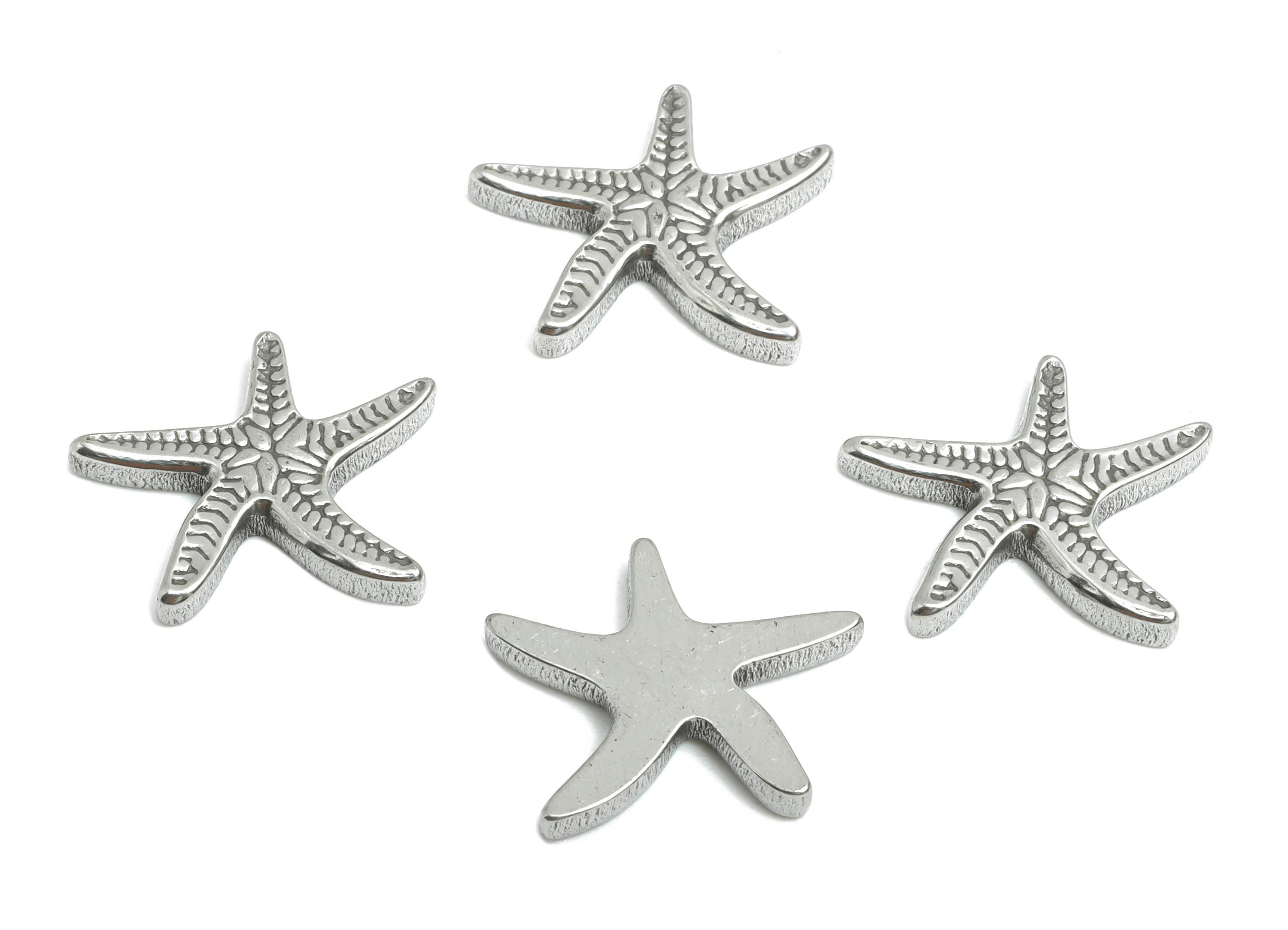 Stainless Steel Starfish Charms - Steel Textured Marine Charm - Minimalist Sea Life Jewelry - Steel Jewelry Making - 15.6x12.3x2mm - SS1868 - DOMEDBAZAAR