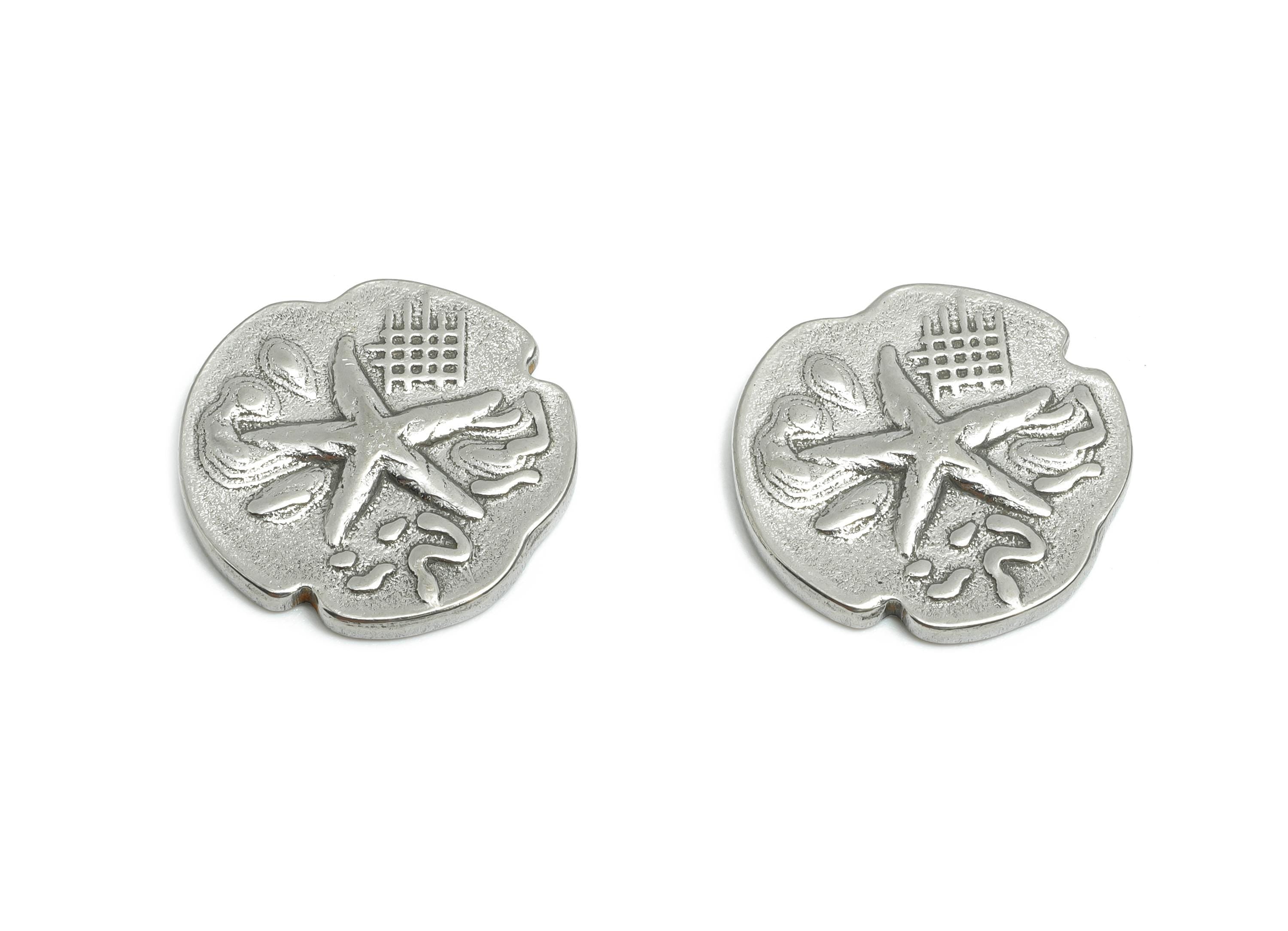 Stainless Steel Starfish Charms - Textured Irregular Round Marine Charm - Sea Life Jewelry - Steel Jewelry Making - 17.4x17.6x1.9mm - SS1814 - DOMEDBAZAAR