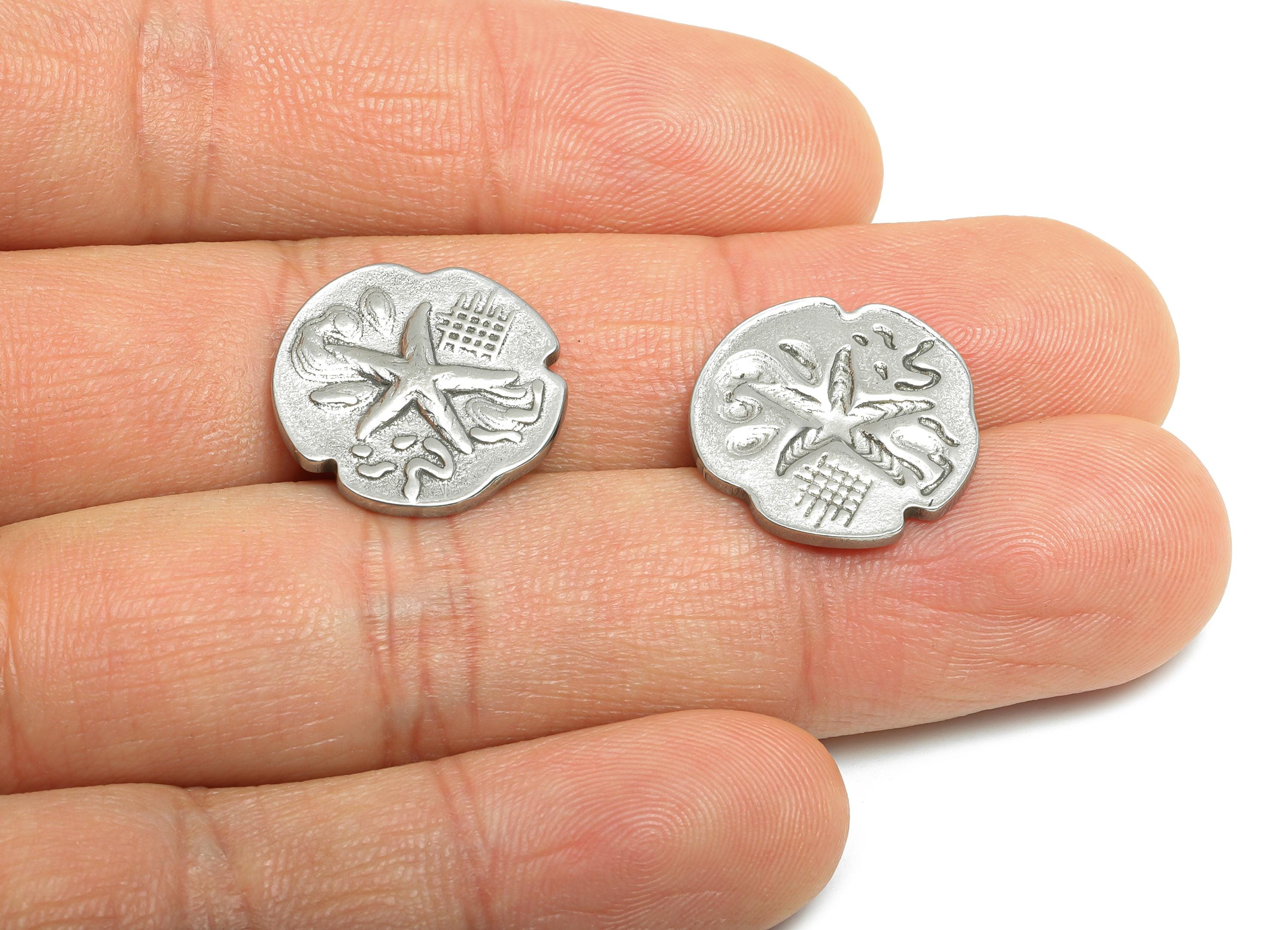 Stainless Steel Starfish Charms - Textured Irregular Round Marine Charm - Sea Life Jewelry - Steel Jewelry Making - 17.4x17.6x1.9mm - SS1814 - DOMEDBAZAAR