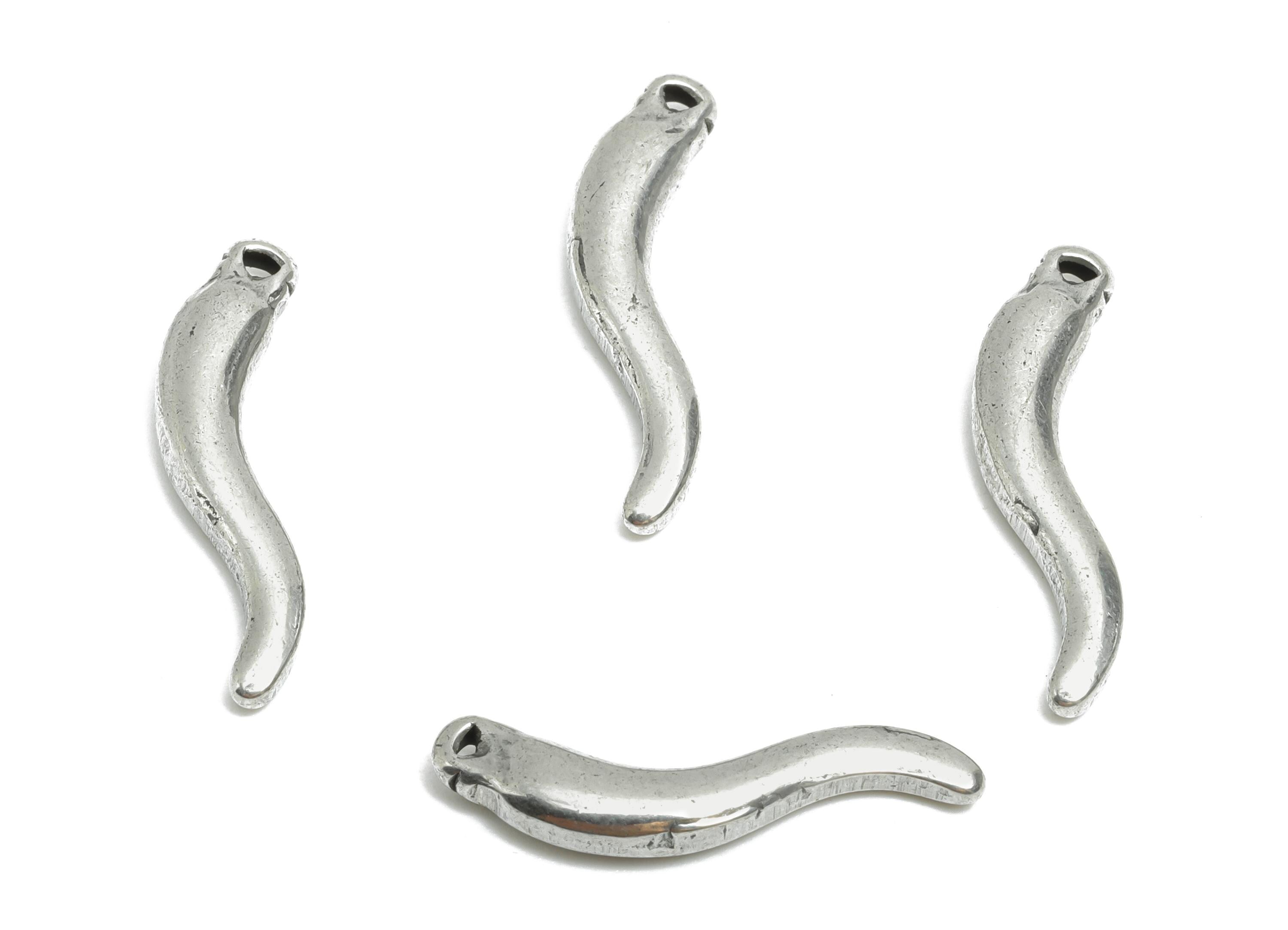 Stainless Steel Horn Charms - Minimalist Steel Curved Horn Pendant - Minimalist Horn For Necklace - Steel Jewelry - 21x5x3.04mm - SS1725 - DOMEDBAZAAR