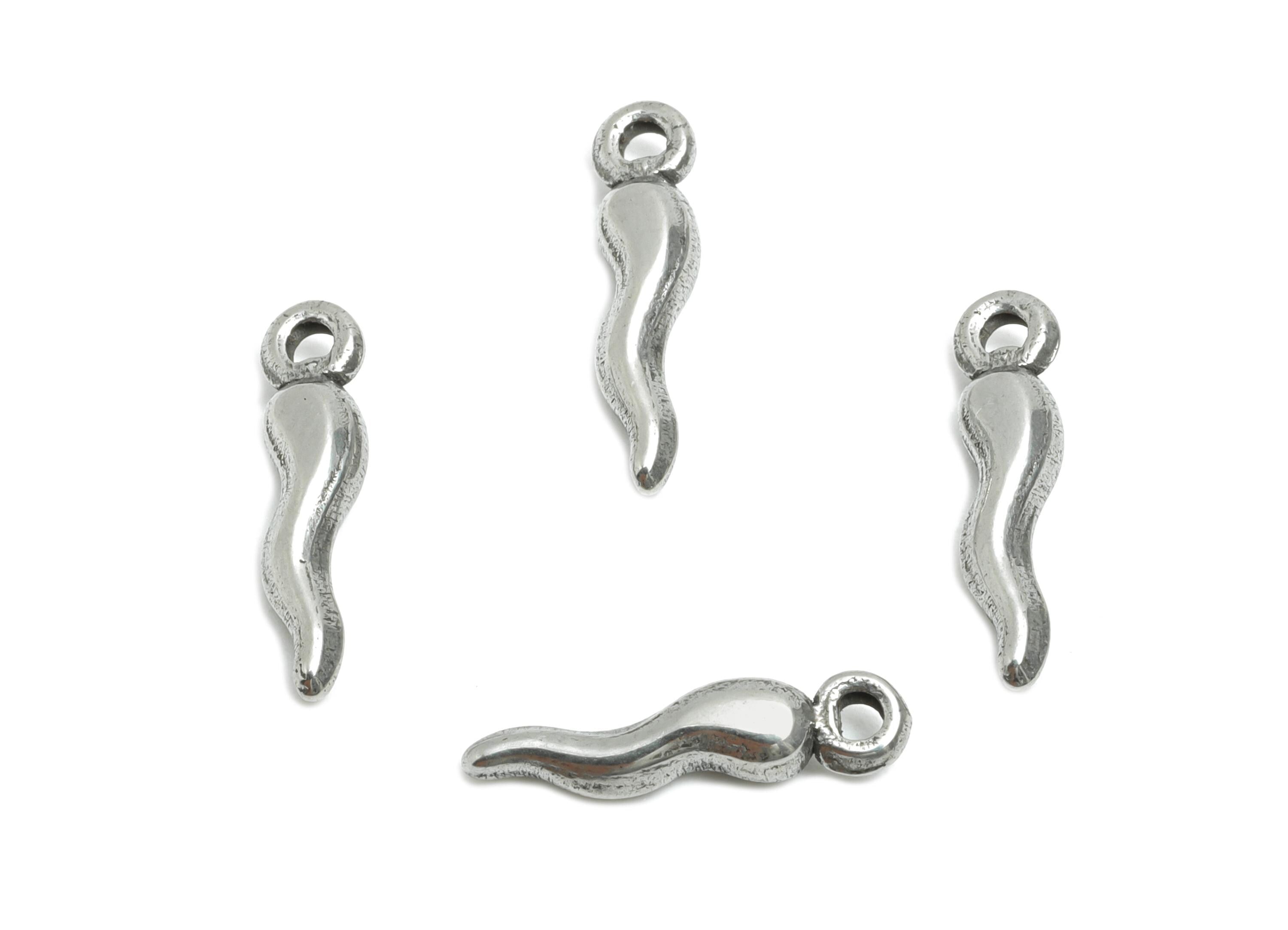 Stainless Steel Horn Charms - Minimalist Steel Curved Horn Pendant - Minimalist Horn For Necklace - Steel Jewelry - 13x3x2.56mm - SS1906 - DOMEDBAZAAR