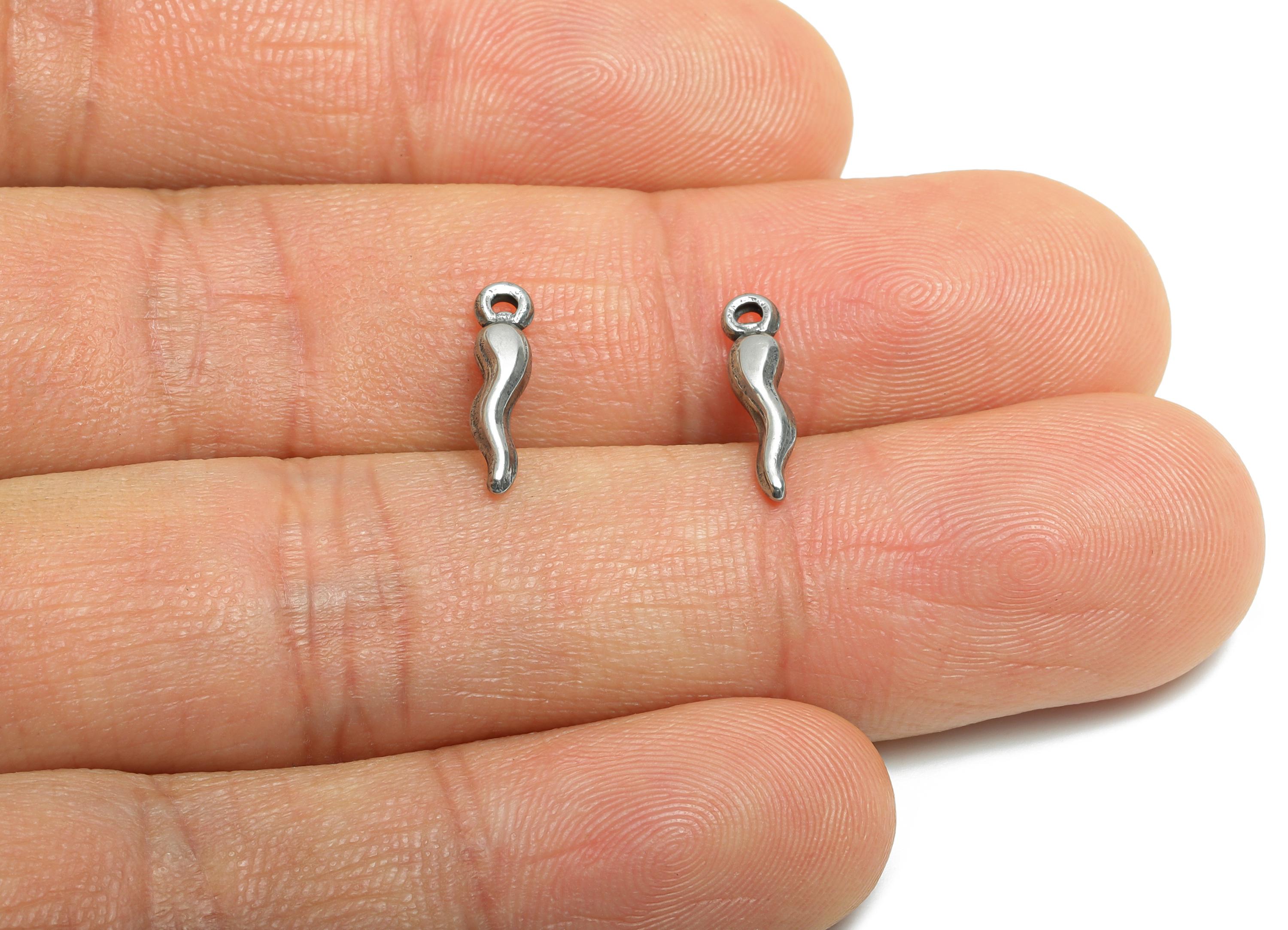 Stainless Steel Horn Charms - Minimalist Steel Curved Horn Pendant - Minimalist Horn For Necklace - Steel Jewelry - 13x3x2.56mm - SS1906 - DOMEDBAZAAR