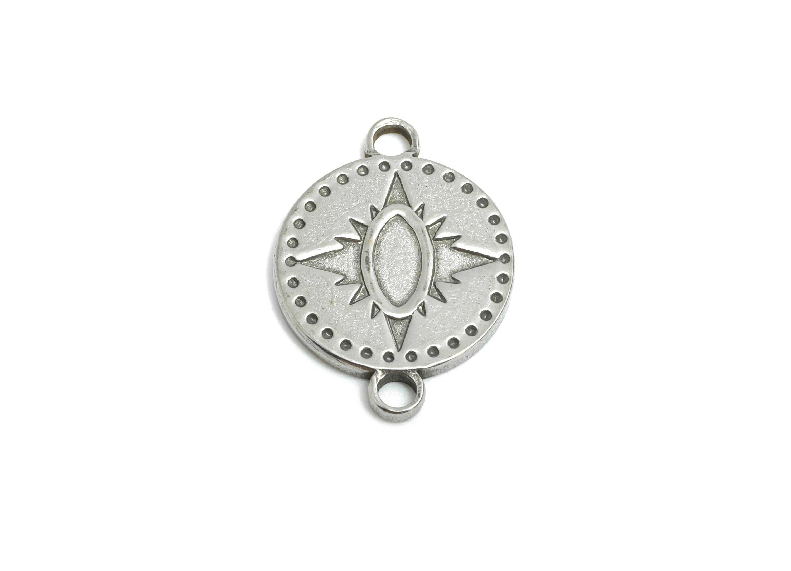 Steel Starburst Connector - Minimalist Steel North Star Pendant - Minimalist Celestial For Necklace - Boho Star Pendant - 20x14x1mm - SS1818 - DOMEDBAZAAR
